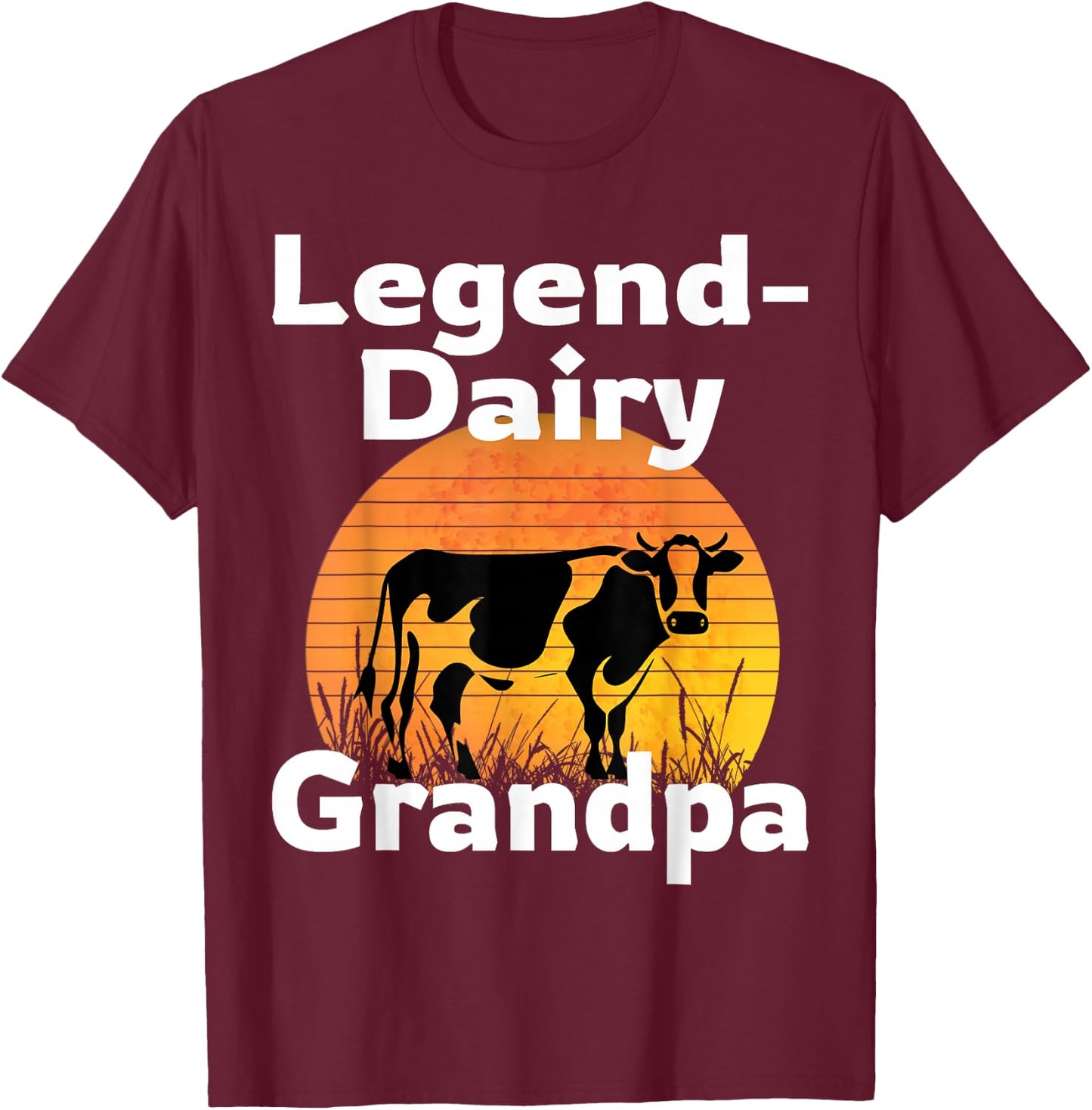 Funny Legend Dairy Grandpa Retro Cow Farmer Dairy Farming T-Shirt - T-Shirt | Maroon