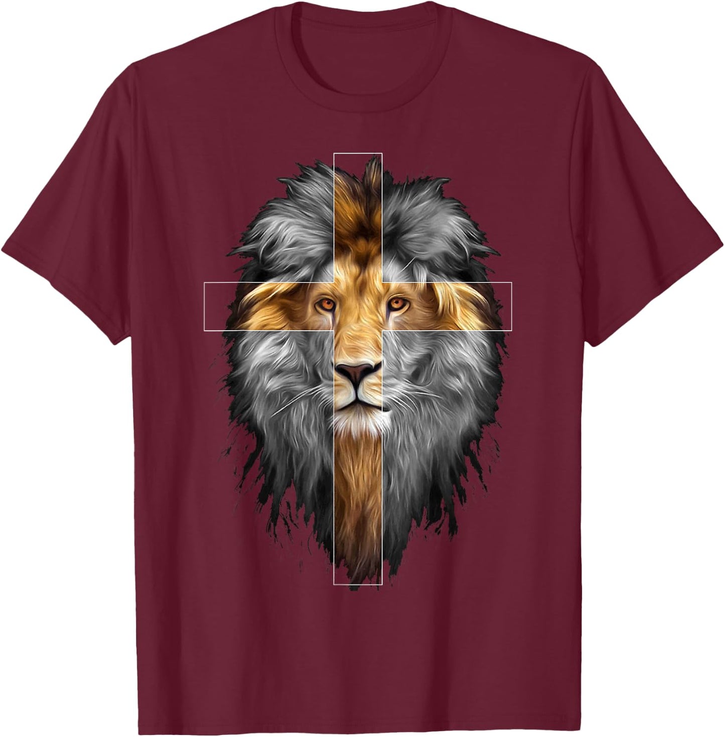 Jesus Lion of Judah T-Shirt - T-Shirt | Maroon