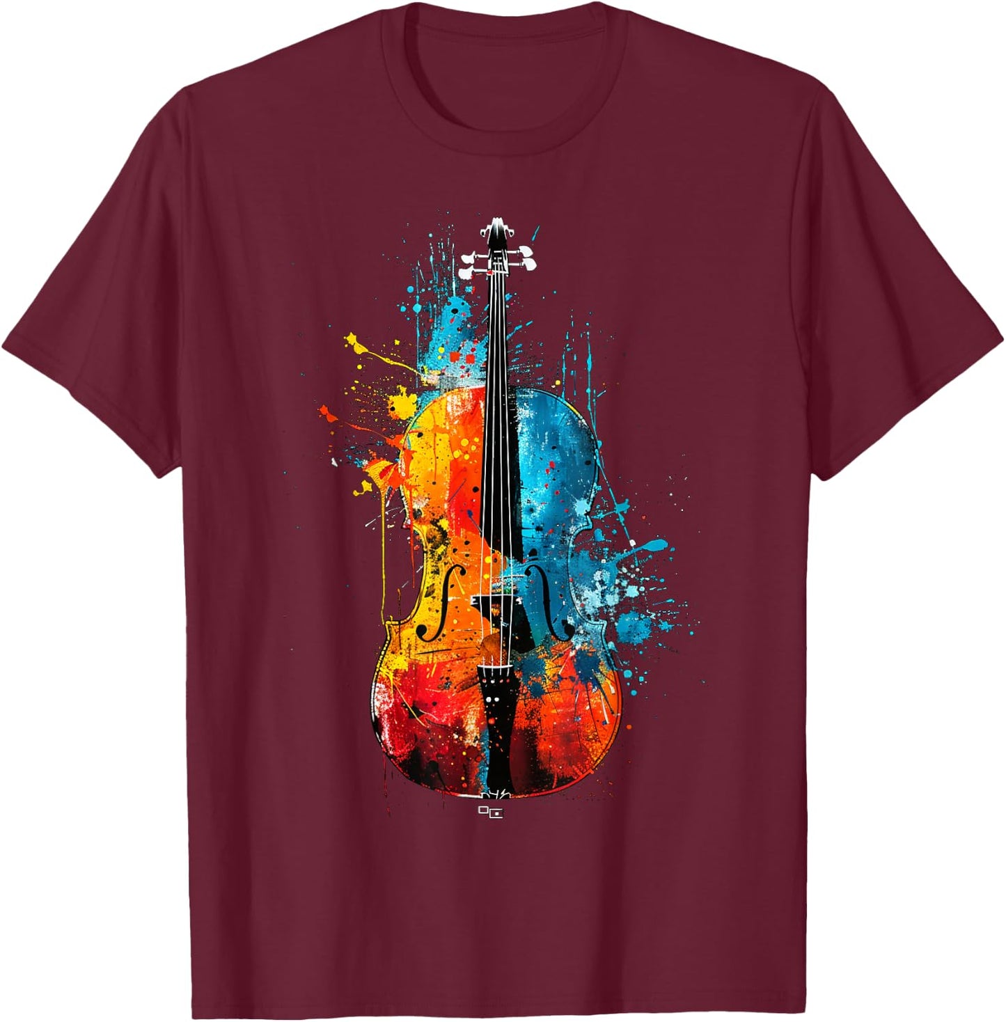 Colorful Artistic Cello Pop Art Painted , Black, S T-Shirt - T-Shirt | Maroon