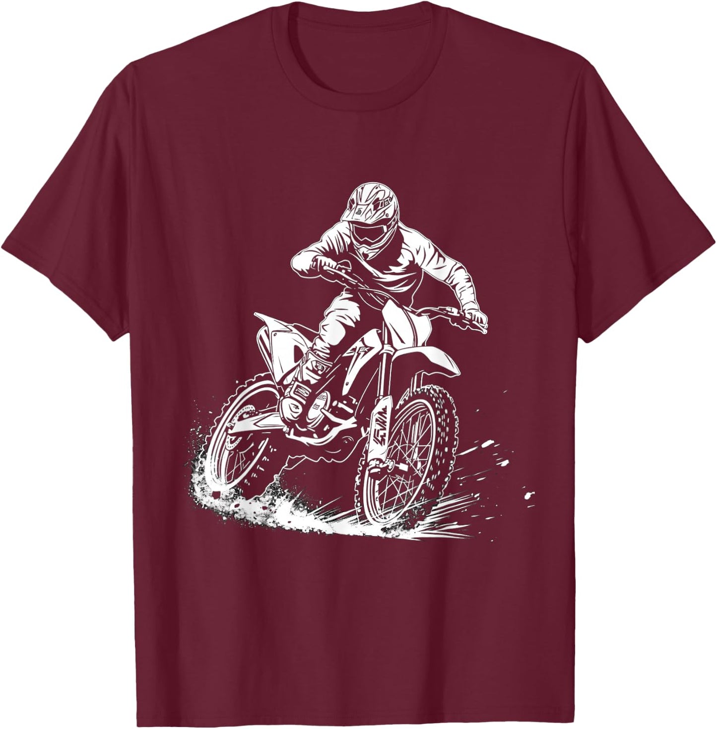 dirt bike schwarz weiß motocross motorrad Design für Jungen T-Shirt - T-Shirt | Maroon