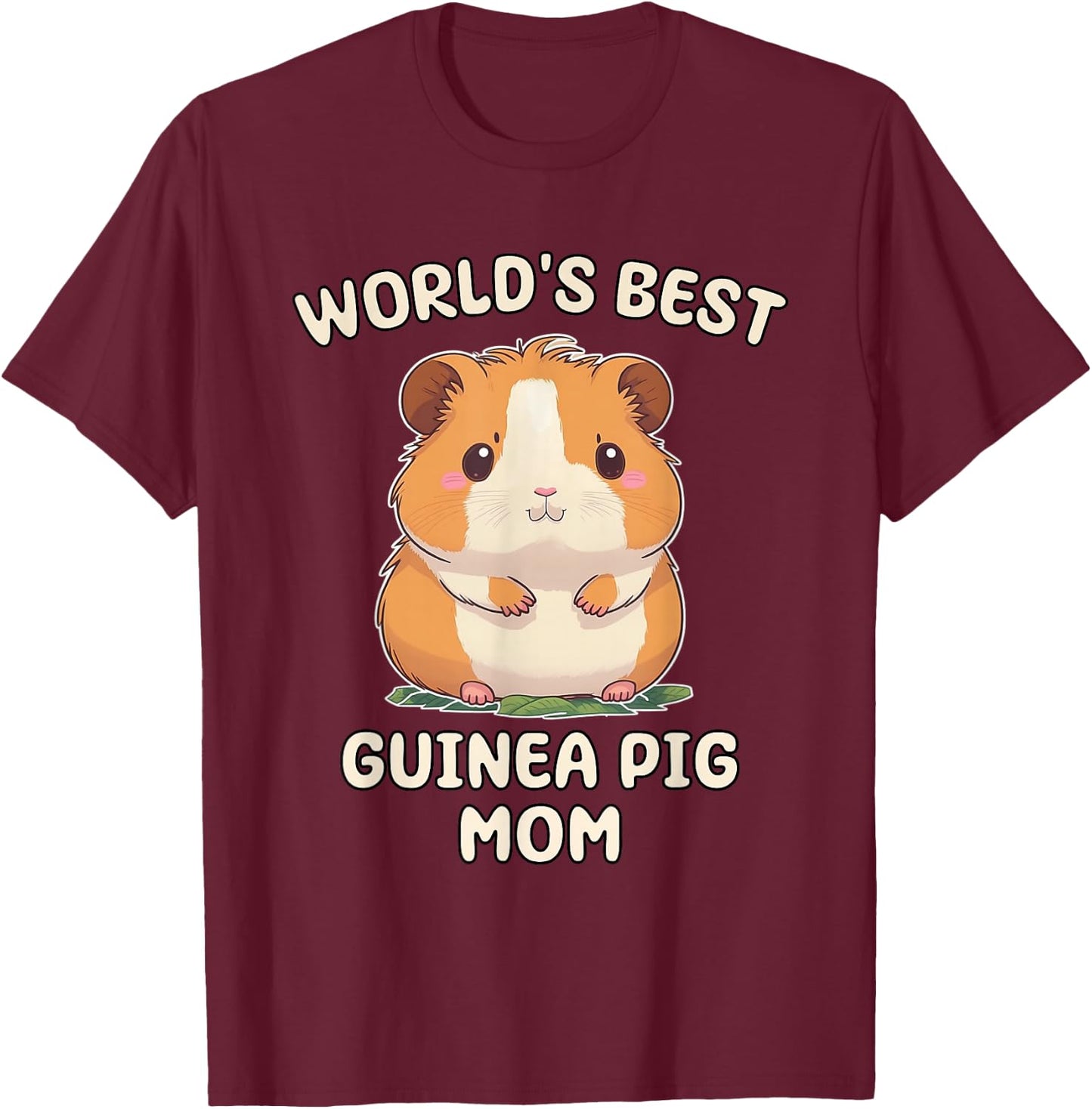Funny World's Best Guinea Pig Mom Mama T-Shirt - T-Shirt | Maroon
