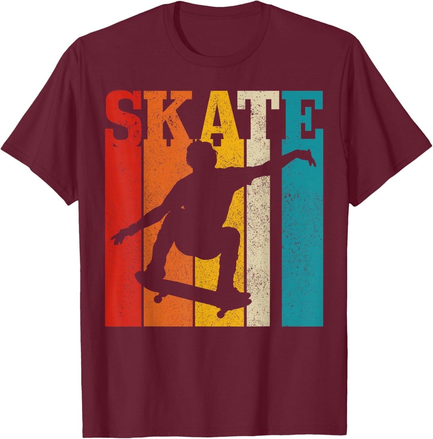 Skateboard Vintage Skating Skater Gift T-Shirt - T-Shirt | Maroon