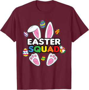 Easter Egg Hunting Squad Cute Bunny Rabbit T-Shirt - T-Shirt | Maroon