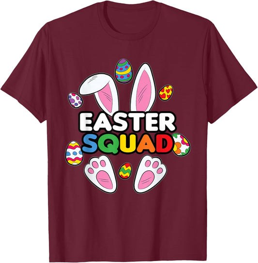 Easter Egg Hunting Squad Cute Bunny Rabbit T-Shirt - T-Shirt | Maroon