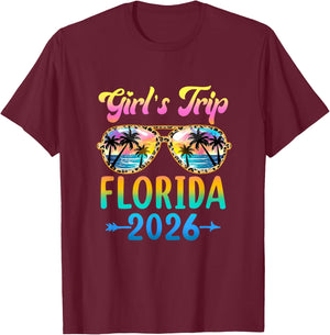 Girl's Trip Florida 2026 Summer Vacation Sunglasses T-Shirt - T-Shirt | Maroon