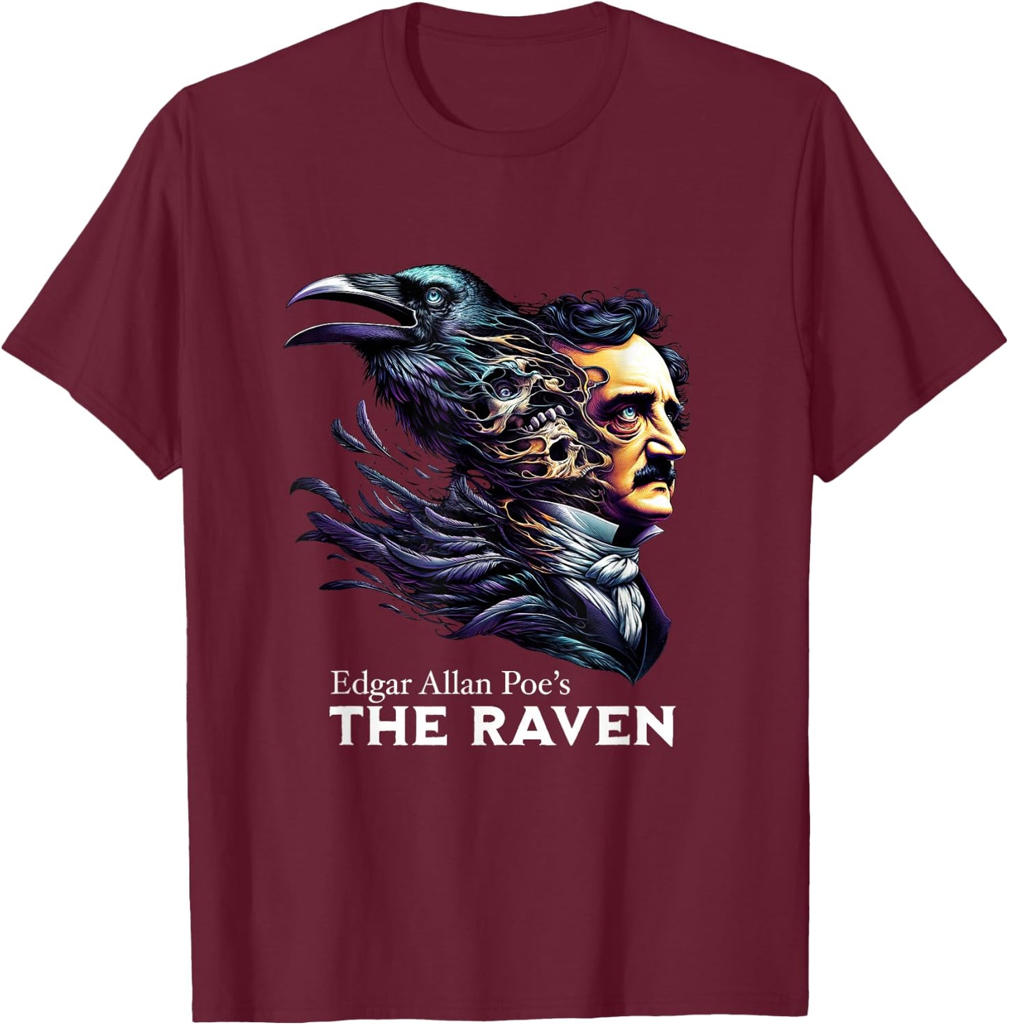 Edgar Allan Poe's The Raven Nevermore T-Shirt - T-Shirt | Maroon