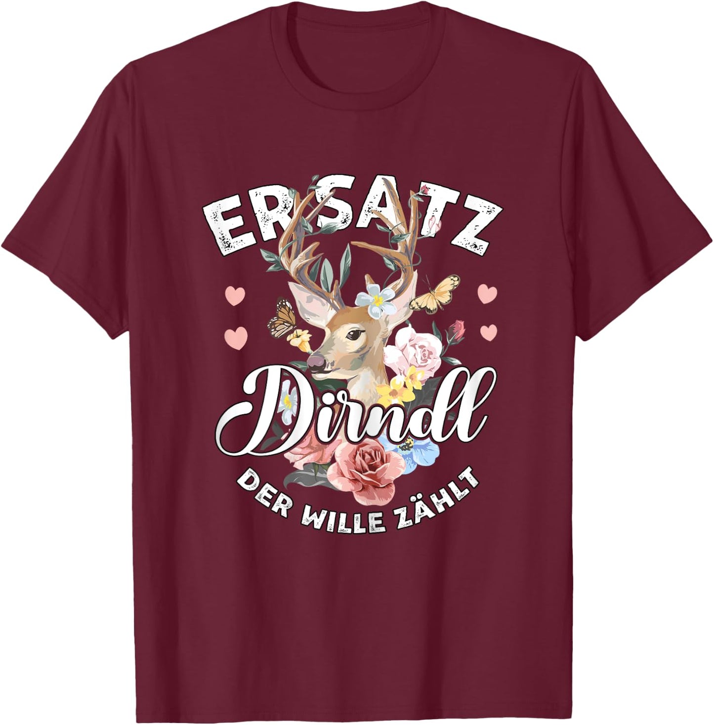 Lustiges Trachtenshirts Damen & Mädchen Dirndl Trachtenshirt Damen Dirndl Passend für Oktoberfest , Schwarz, Kurzarm T-Shirt - T-Shirt | Maroon