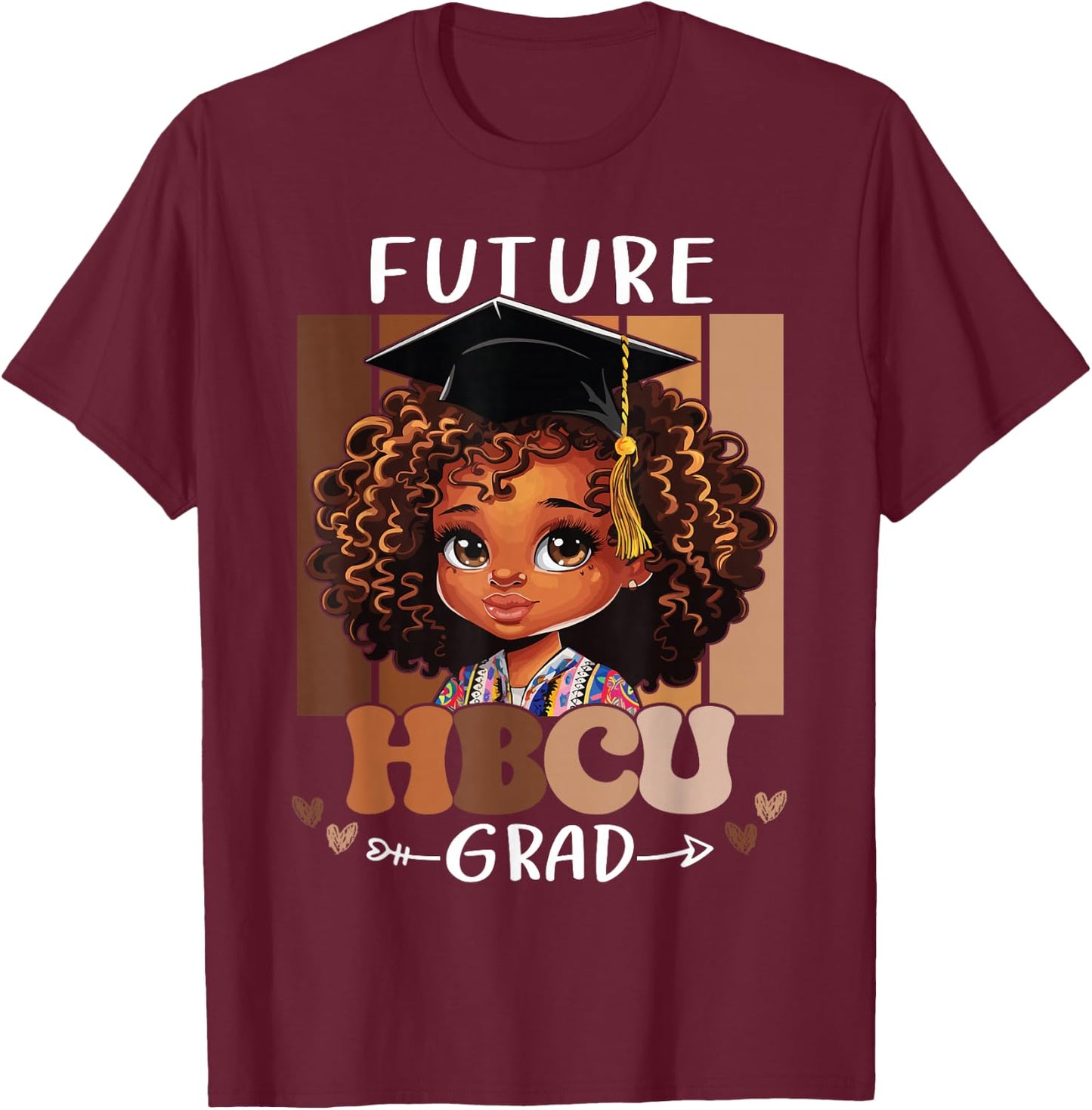 Future HBCU Grad kids Black Girl Afro Black History Month T-Shirt - T-Shirt | Maroon