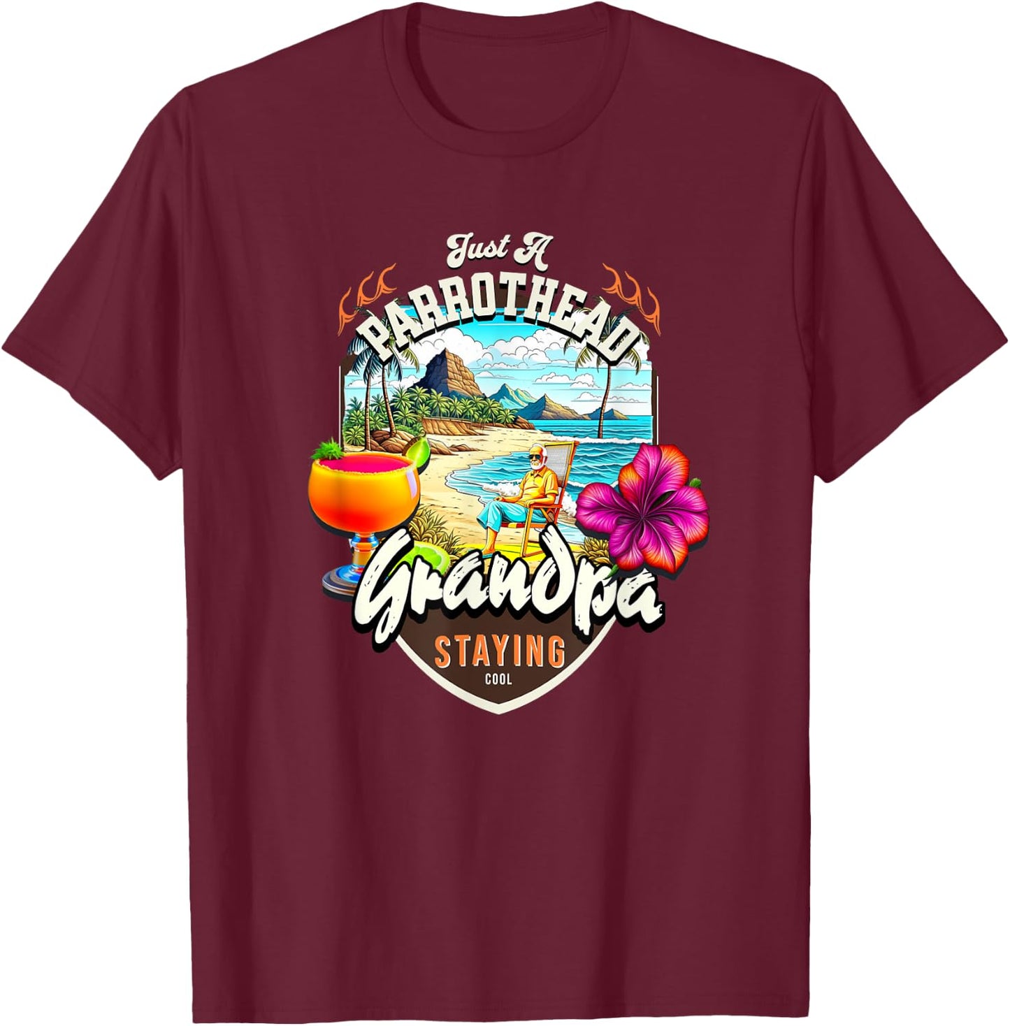 Parrothead Grandpa T-Shirt - T-Shirt | Maroon