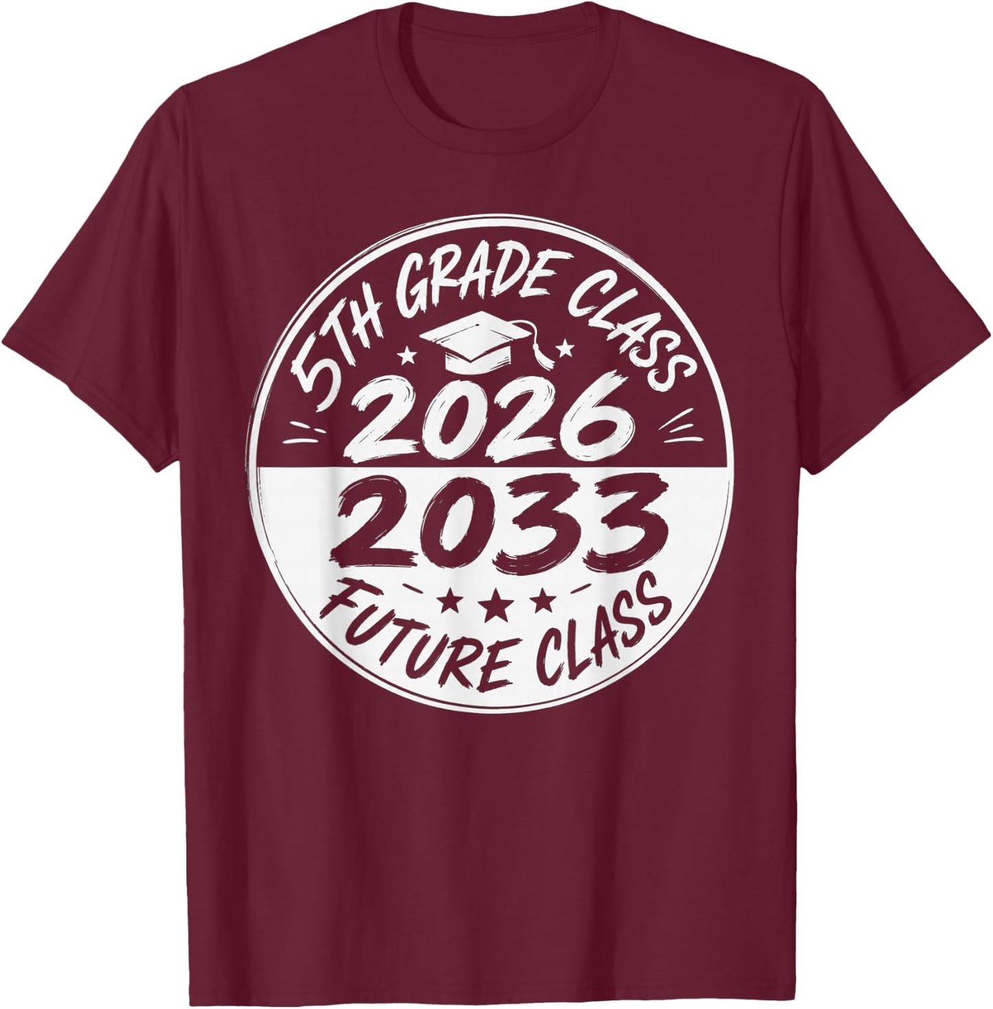 Retro Future Class of 2033 5th Grade Graduation Boy Girl T-Shirt - T-Shirt | Maroon