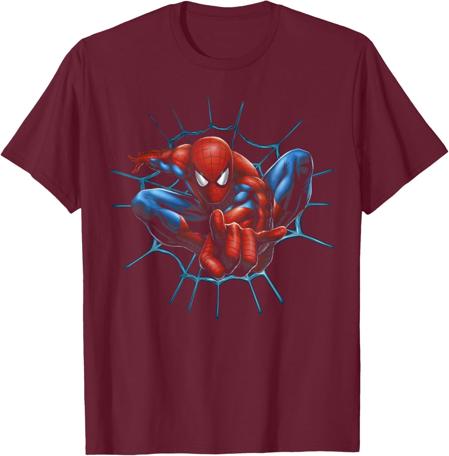 Marvel Spider-Man Web Sling Portrait T-Shirt - T-Shirt | Maroon