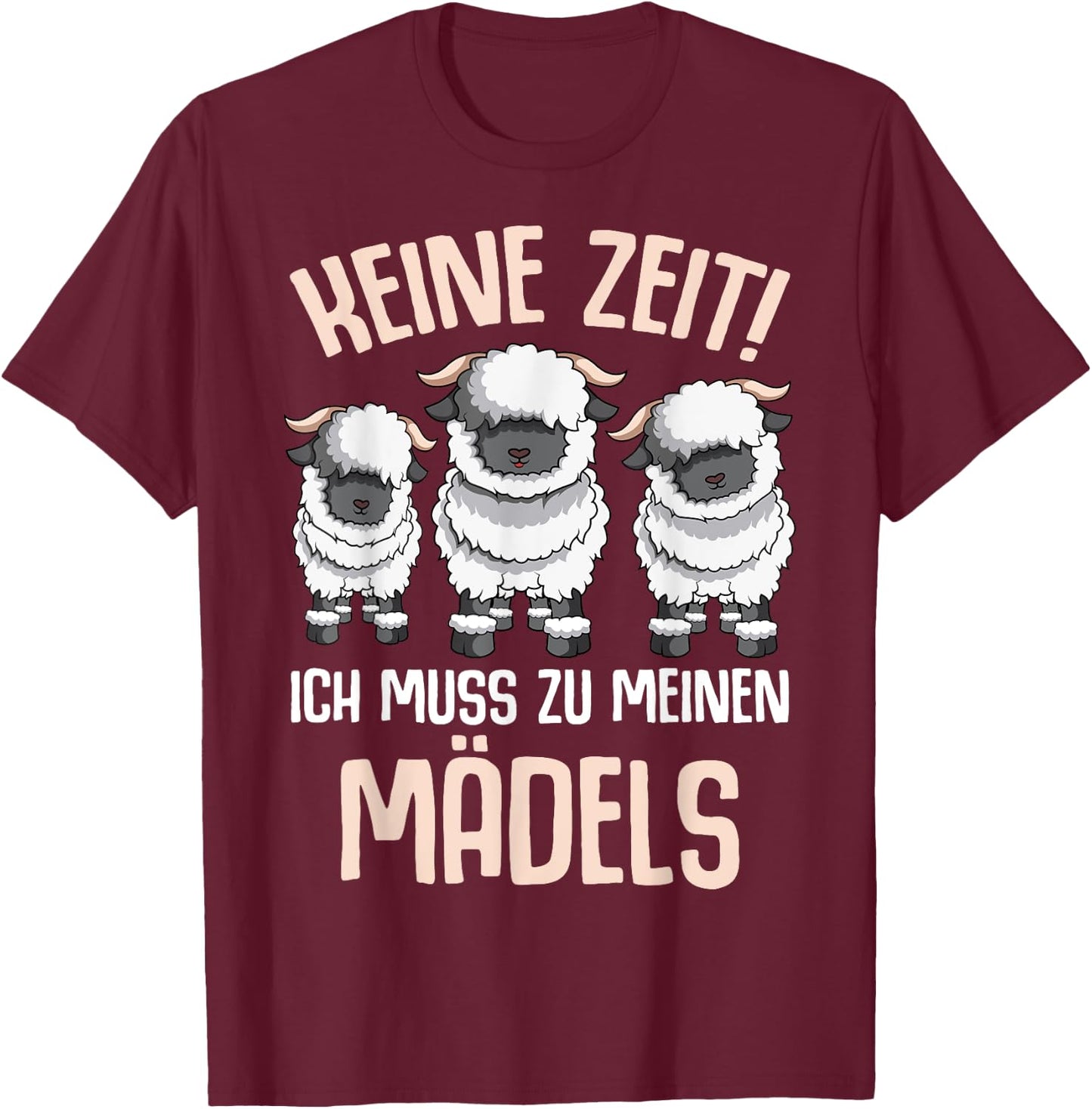 Walliser Schwarznasenschaf Schafe T-Shirt - T-Shirt | Maroon