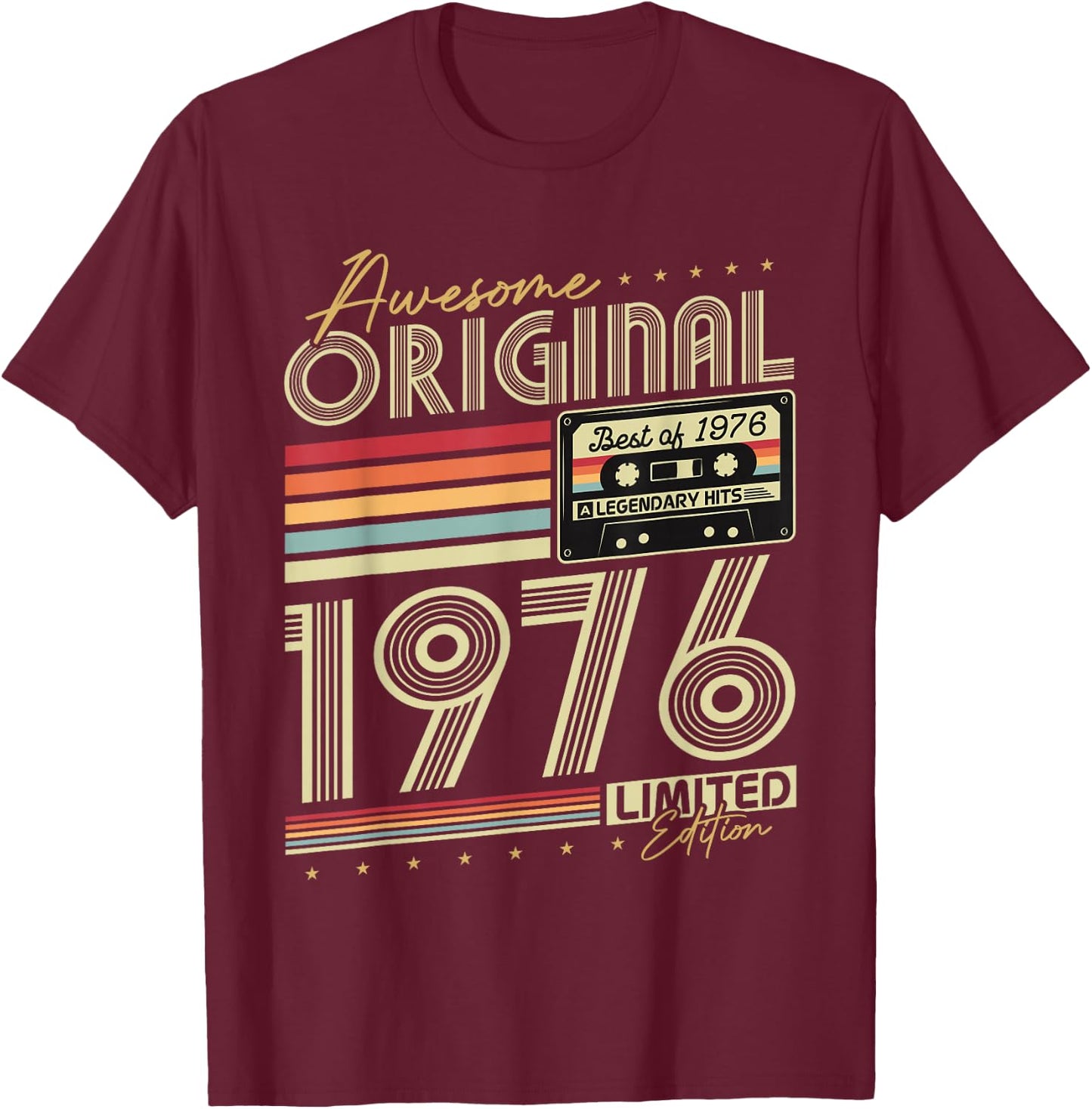 Original 1976 Vintage 50 Ans Anniversaire Cadeau Homme Femme T-Shirt - T-Shirt | Maroon
