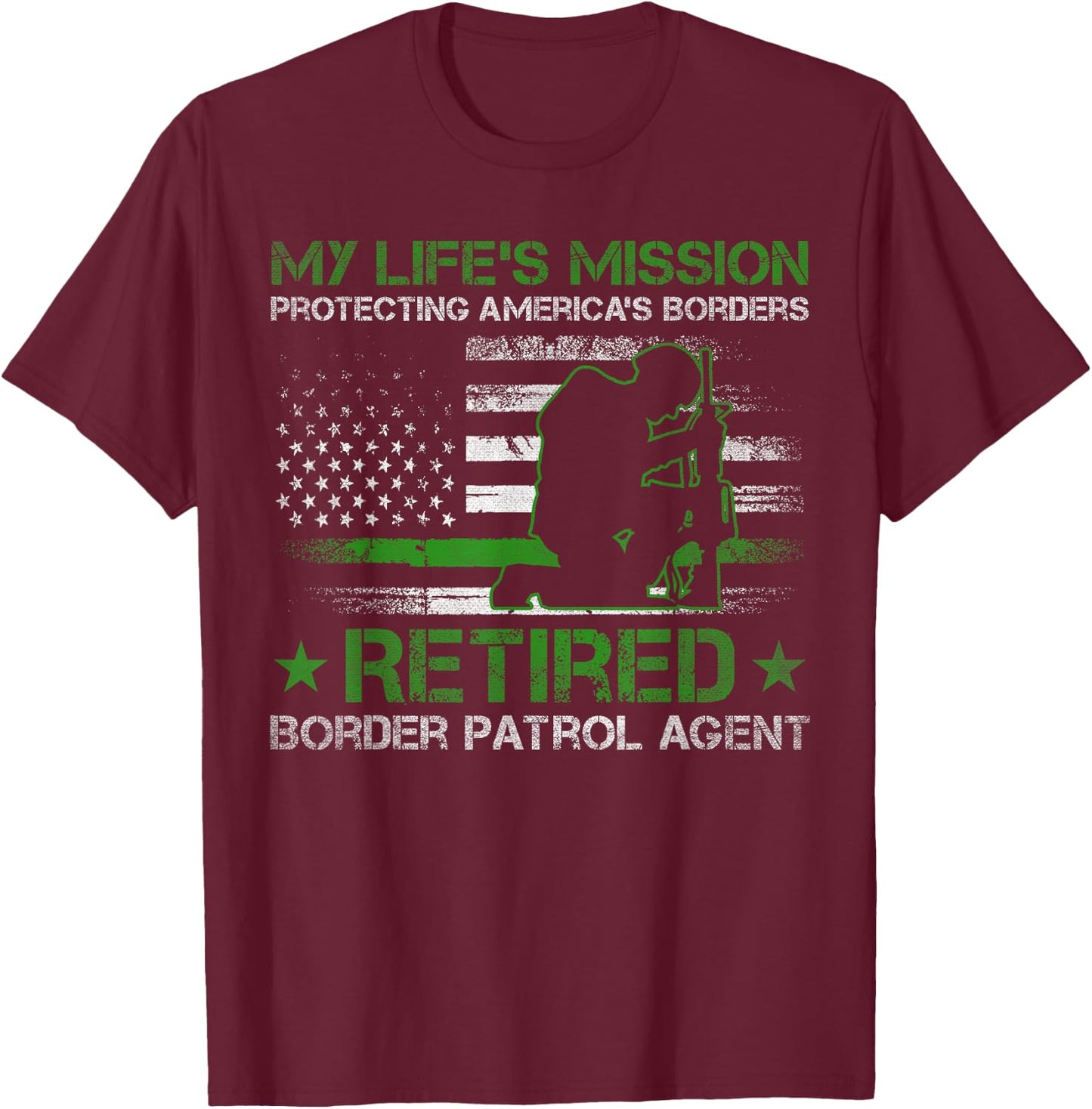 Protecting Americas Borders - Retired Border Patrol Agent T-Shirt - T-Shirt | Maroon