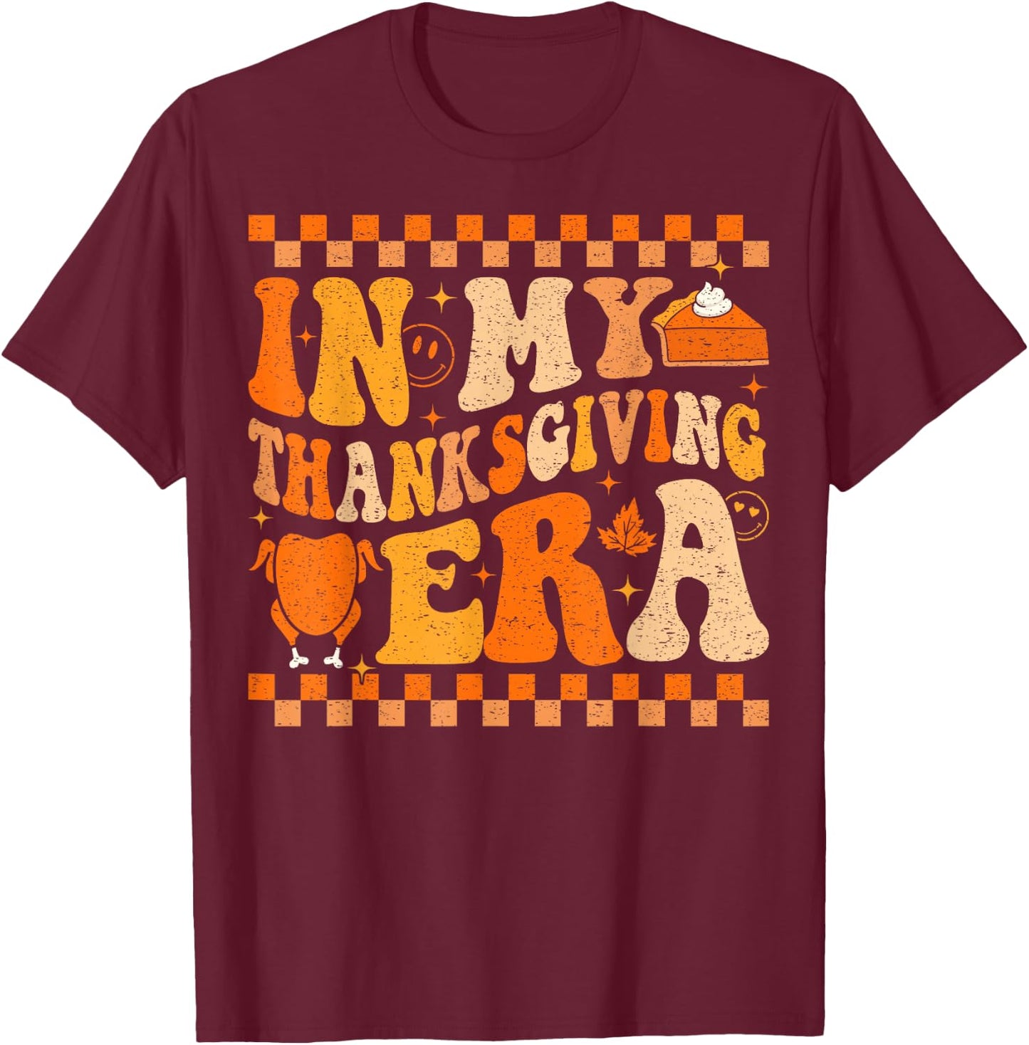 Groovy Thanksgiving Turkey T-Shirt - T-Shirt | Maroon