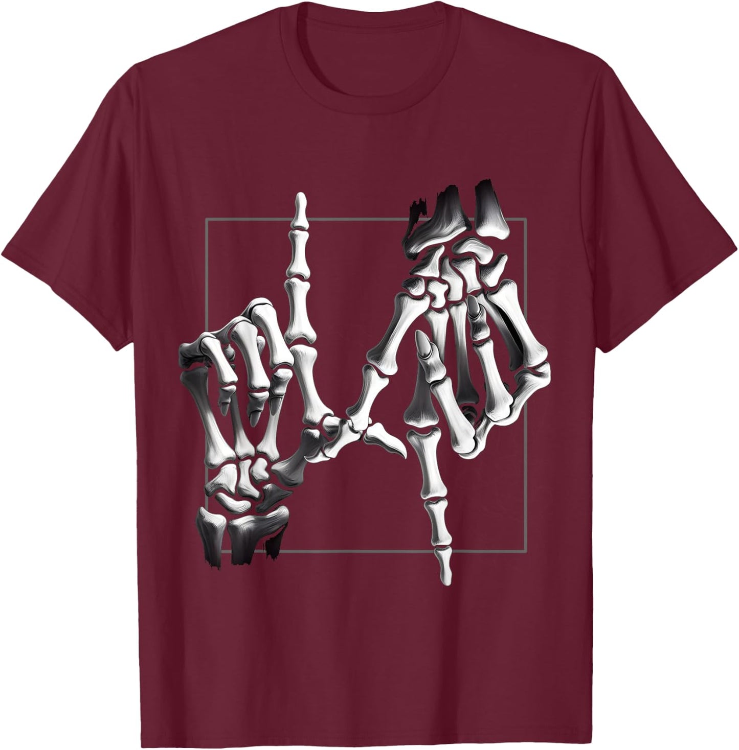 Skeleton Hand Rock On Sign for Halloween Party T-Shirt - T-Shirt | Maroon