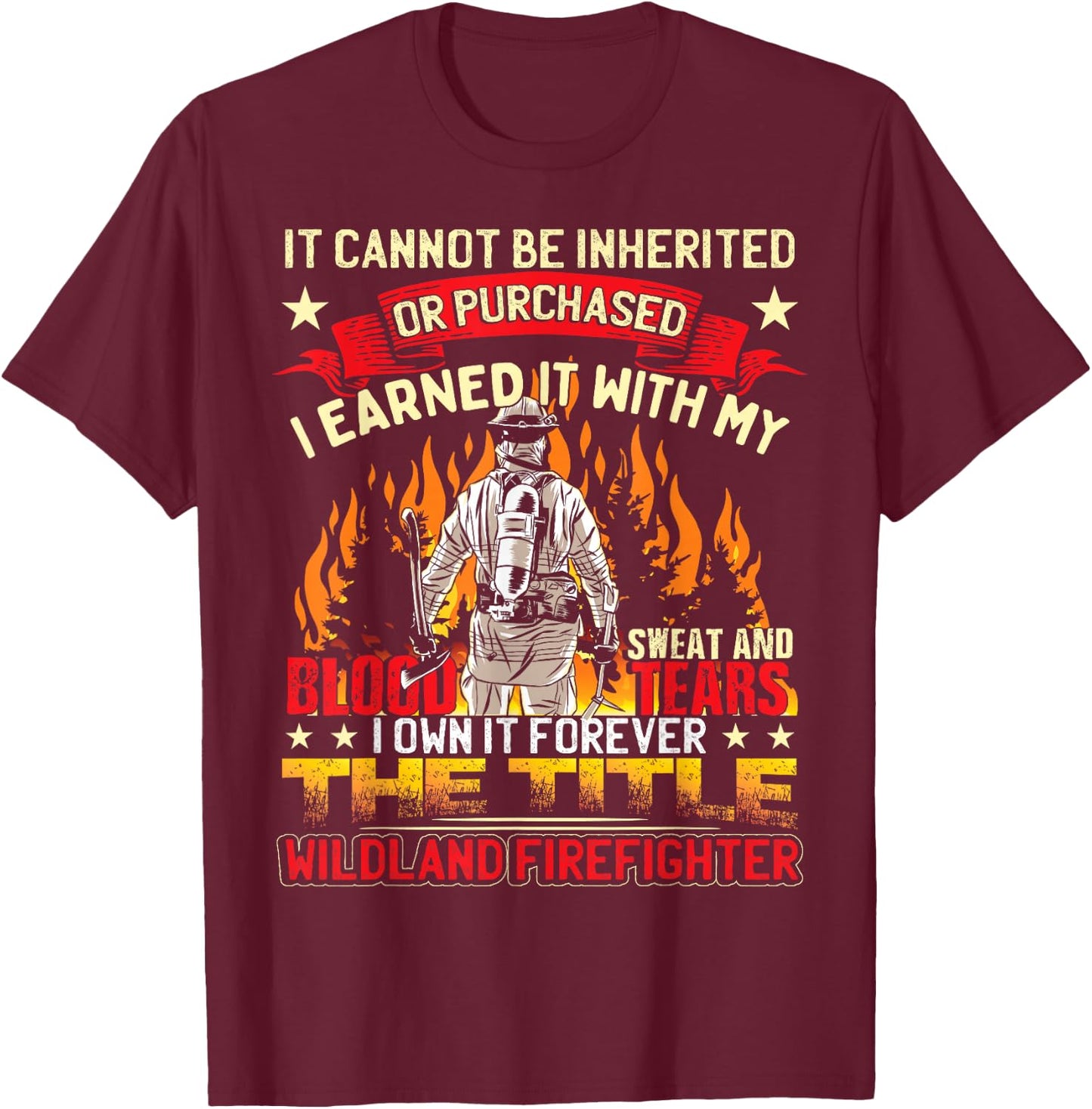 Wildland Firefighter Gear -Adults Black Wildland Firefighter T-Shirt - T-Shirt | Maroon