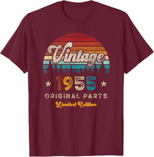 Vintage 1955 Birthday 70 Years Old Limited Edition T-Shirt - T-Shirt | Maroon