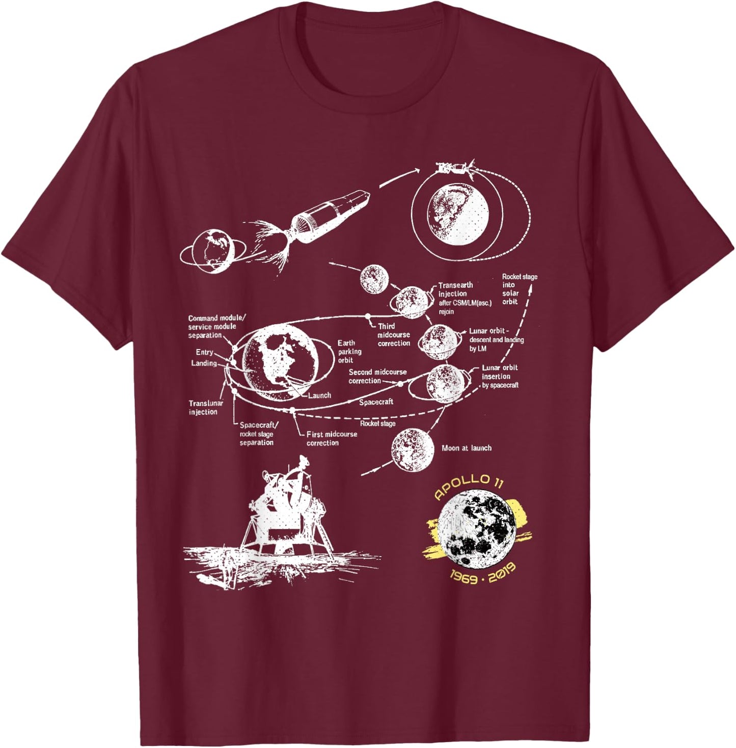 First Moon Landing 50th Anniversary of Apollo 11 Mission T-Shirt - T-Shirt | Maroon