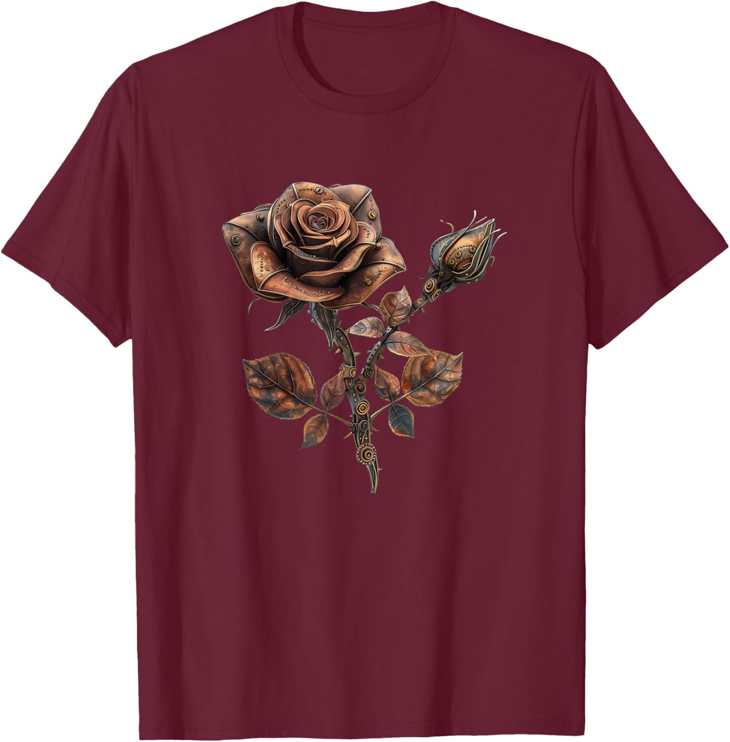 Steampunk Pink Vintage Art Men Women Children Retro Flower T-Shirt - T-Shirt | Maroon