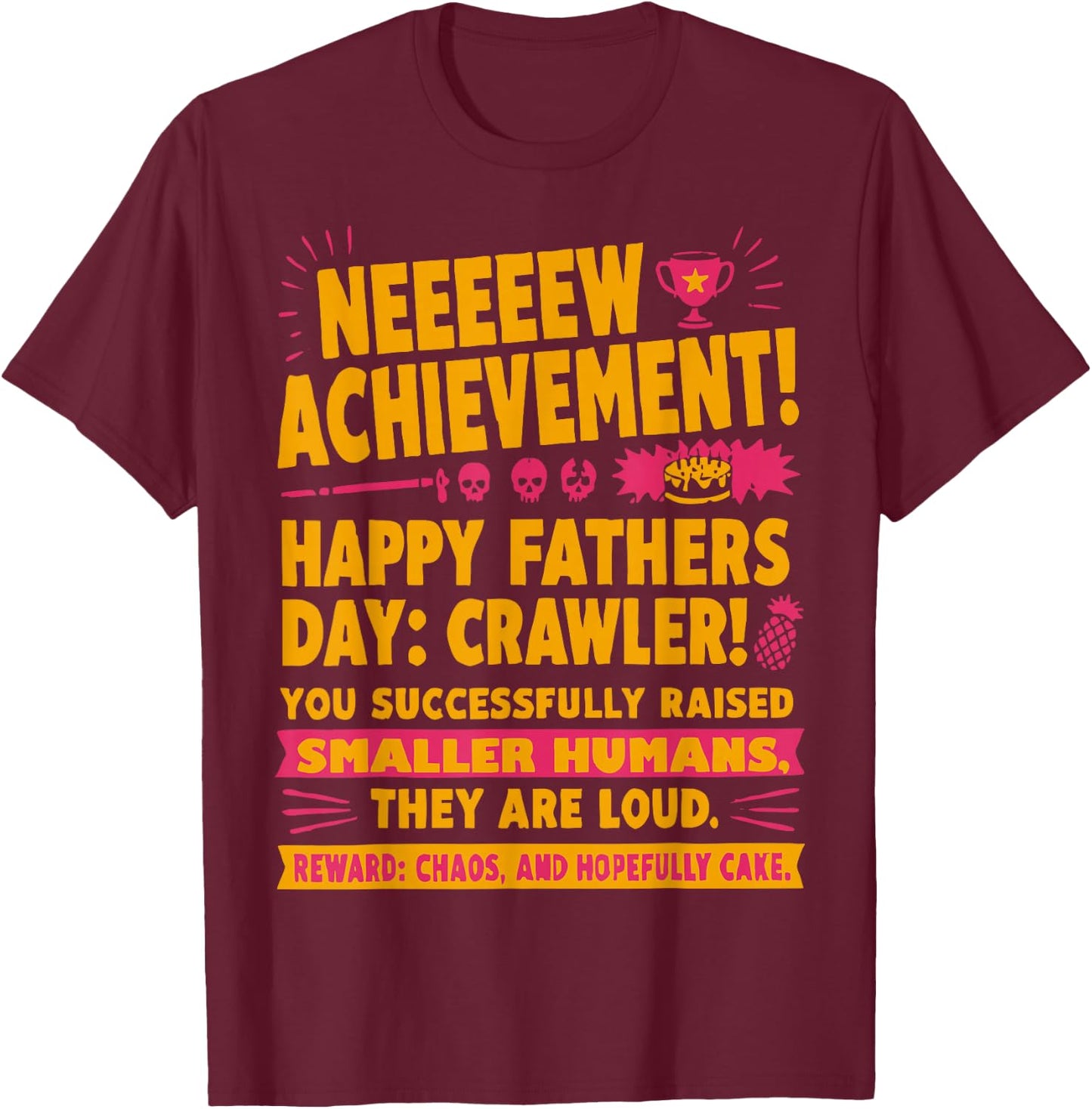 New Achievement Happy Fathers Day Crawler Gamer Dad USA T-Shirt - T-Shirt | Maroon