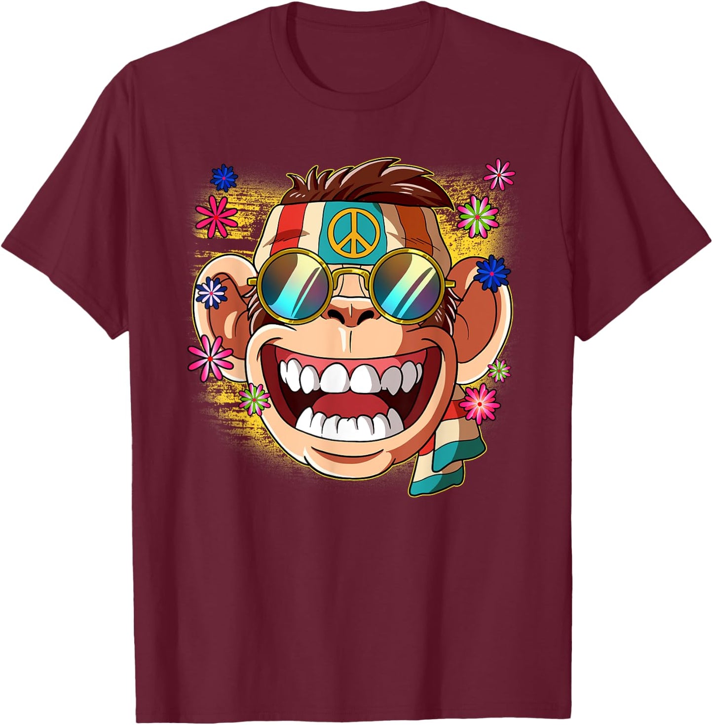 60s 70s Costume Groovy Hippie , black T-Shirt - T-Shirt | Maroon