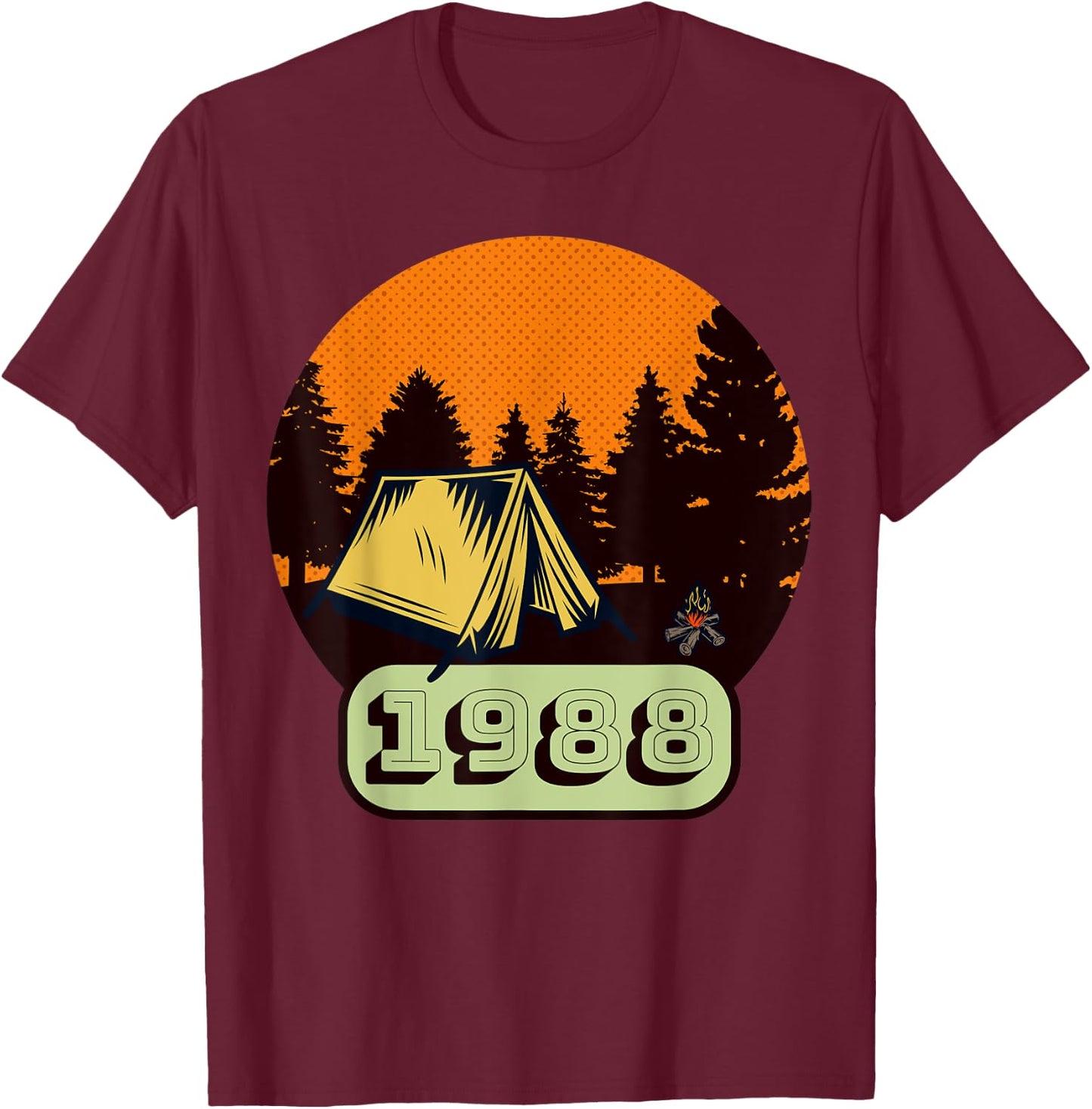 Vintage 1988 Birthday Camping Hiking T-Shirt - T-Shirt | Maroon