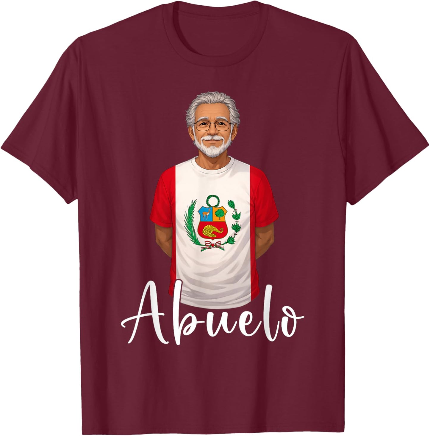 Granddad Peruvian Flag Grandfather Grandpa Abuelo Peru T-Shirt - T-Shirt | Maroon