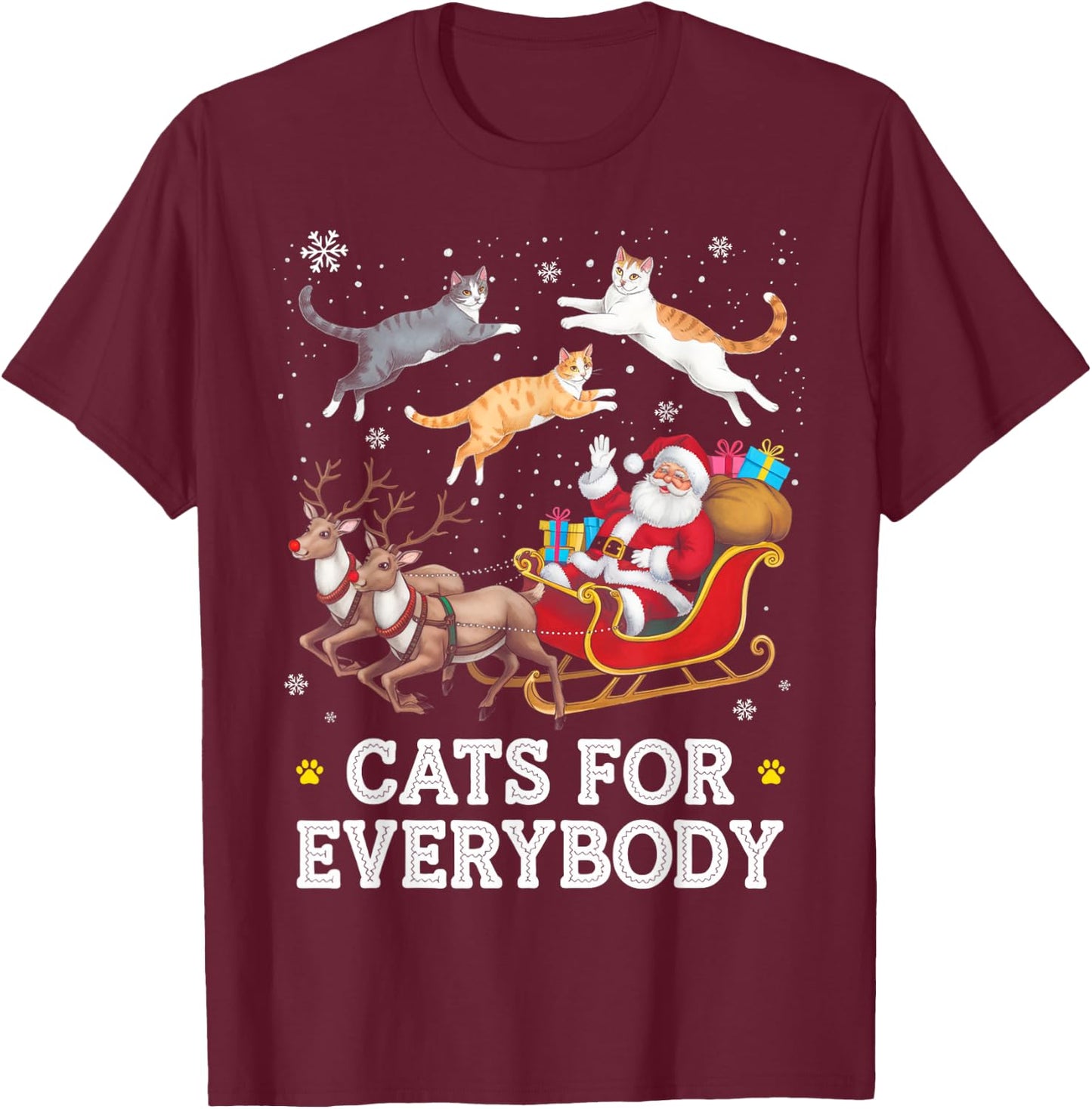 Cats for Everybody Christmas Funny Santa Cat Lover Xmas T-Shirt - T-Shirt | Maroon