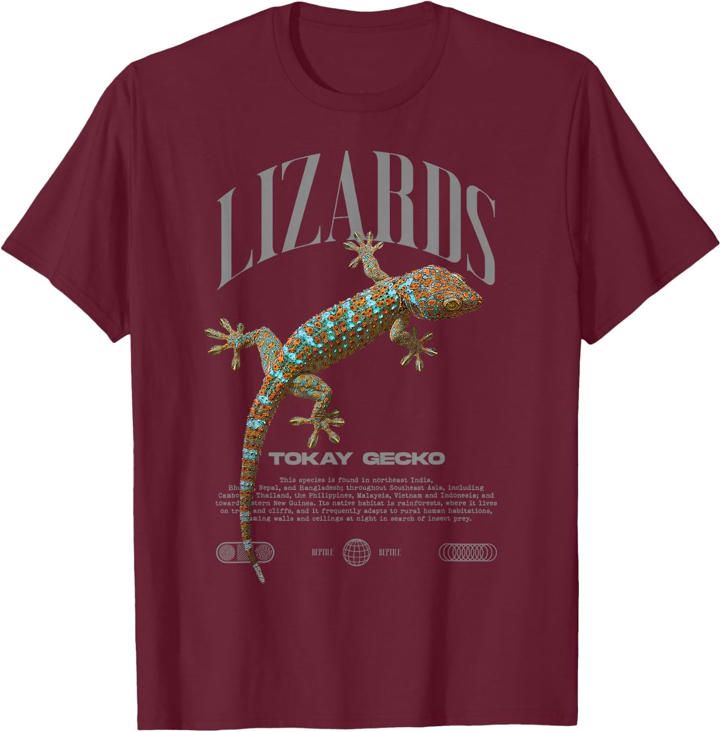 Tokay Gecko Modern Reptile Keeper Streetwear T-Shirt - T-Shirt | Maroon
