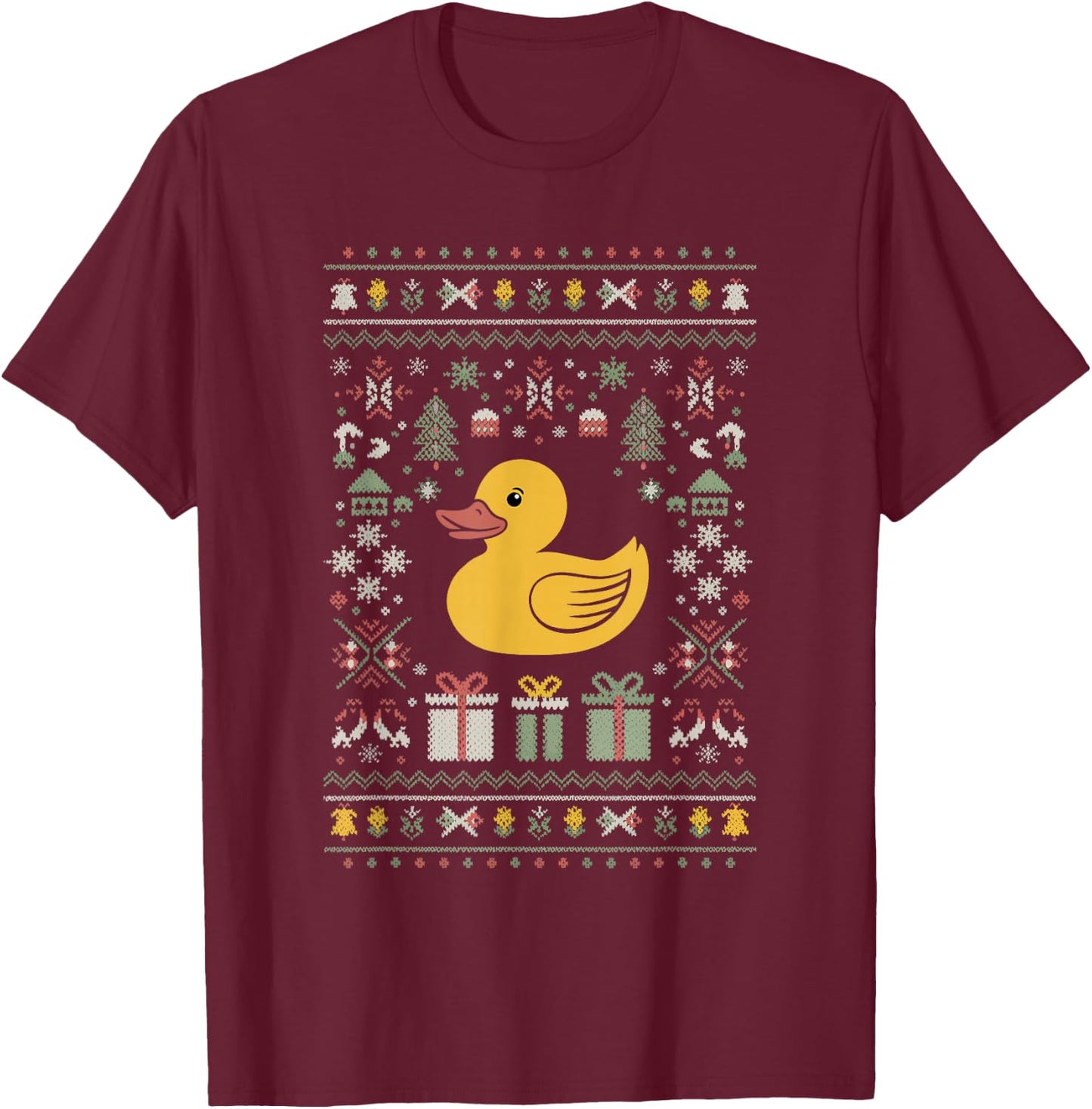 Rubber Duck Ugly Christmas T-Shirt - T-Shirt | Maroon