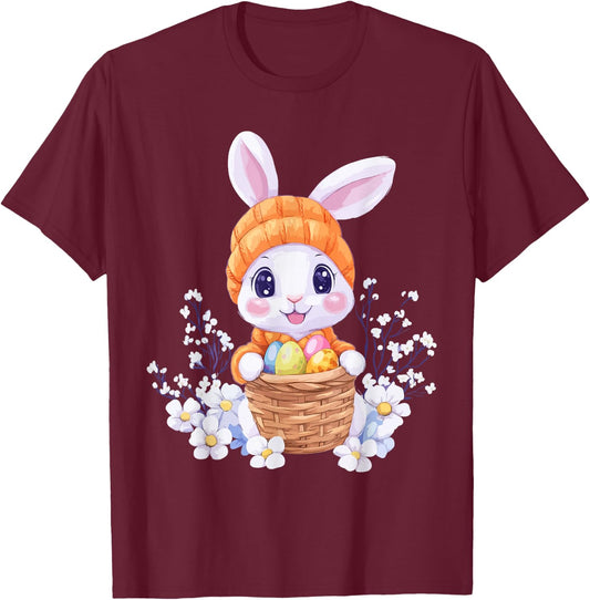 Easter Rabbit Costume Kids Girls Boys Decor Easter Bunny T-Shirt - T-Shirt | Maroon
