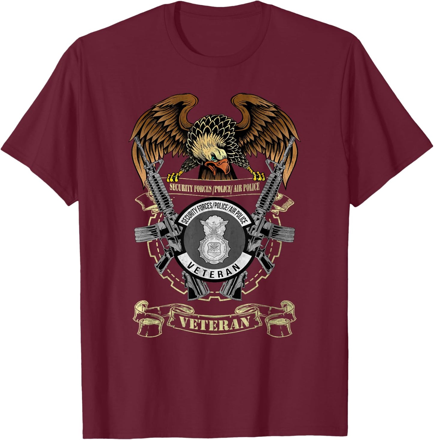 Security Forces Police Air Police Veteran Military Papa T-Shirt - T-Shirt | Maroon