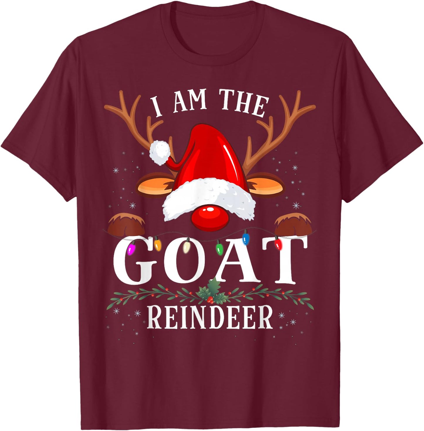99 Gifts I Am The Goat Reindeer Christmas Family -Adults Black Short Sleeve Classic Fit T-Shirt - T-Shirt | Maroon