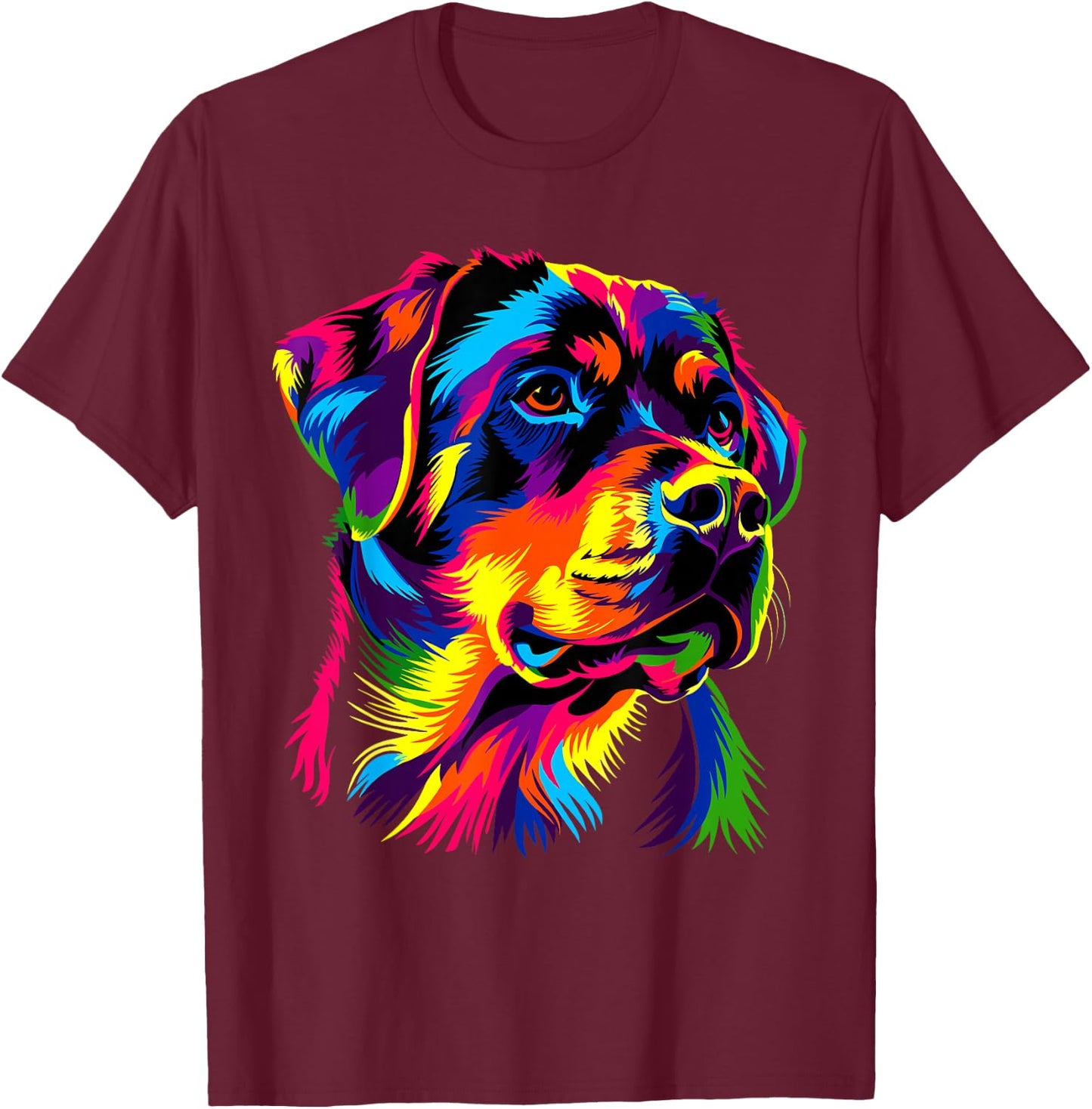 Rottweiler Hund Bunte Farben Pop Art Hunde Stolz Rottweiler T-Shirt - T-Shirt | Maroon