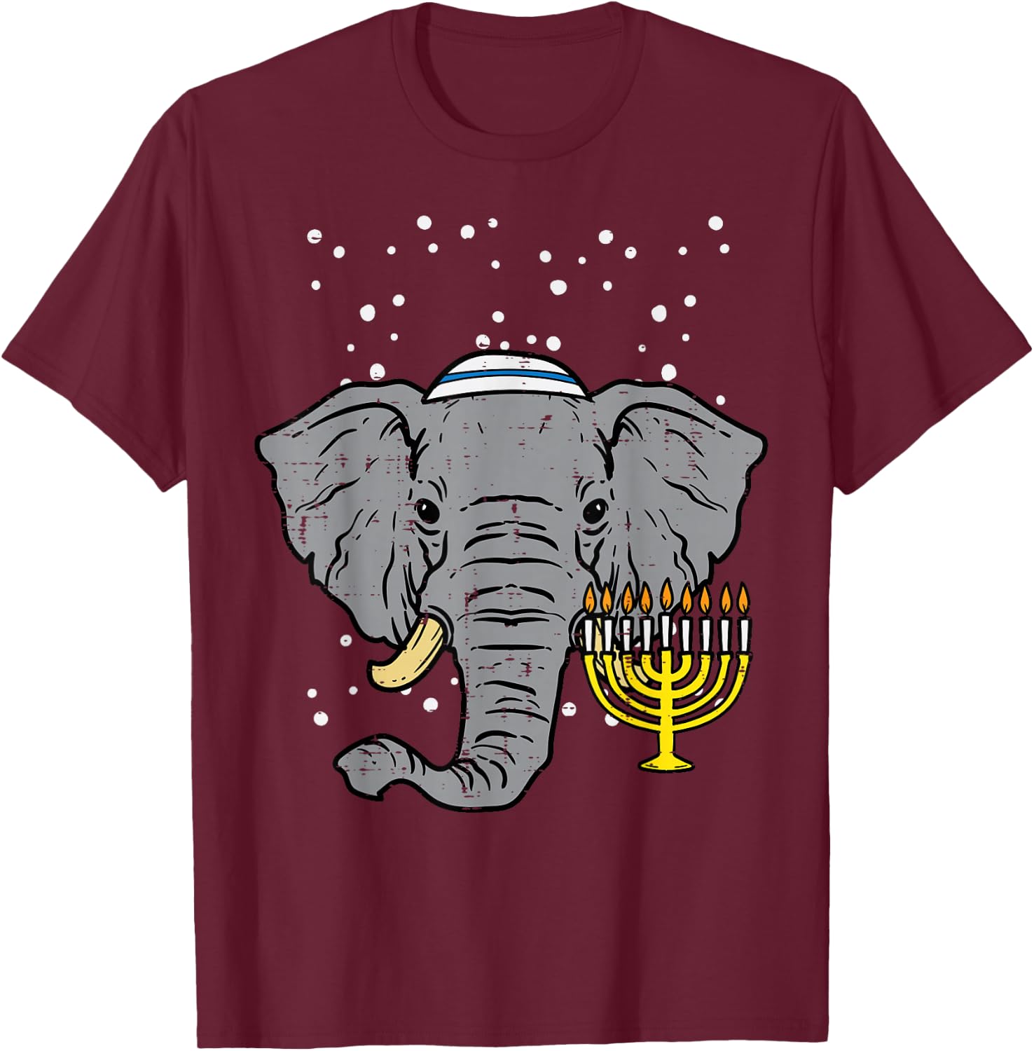 Hanukkah Elephant Chanukah Jewish Men Women Kids Boys Girls T-Shirt - T-Shirt | Maroon