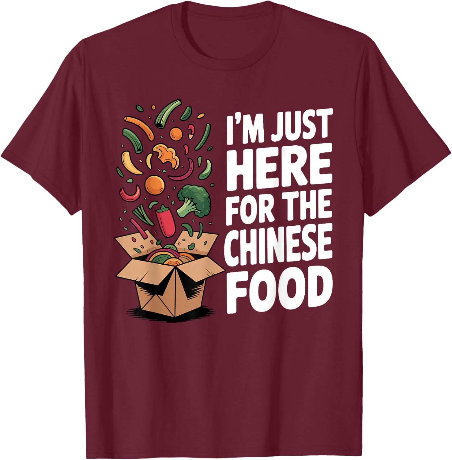 Funny Chinese Food Art Women Chinese Food Takeout T-Shirt - T-Shirt | Maroon