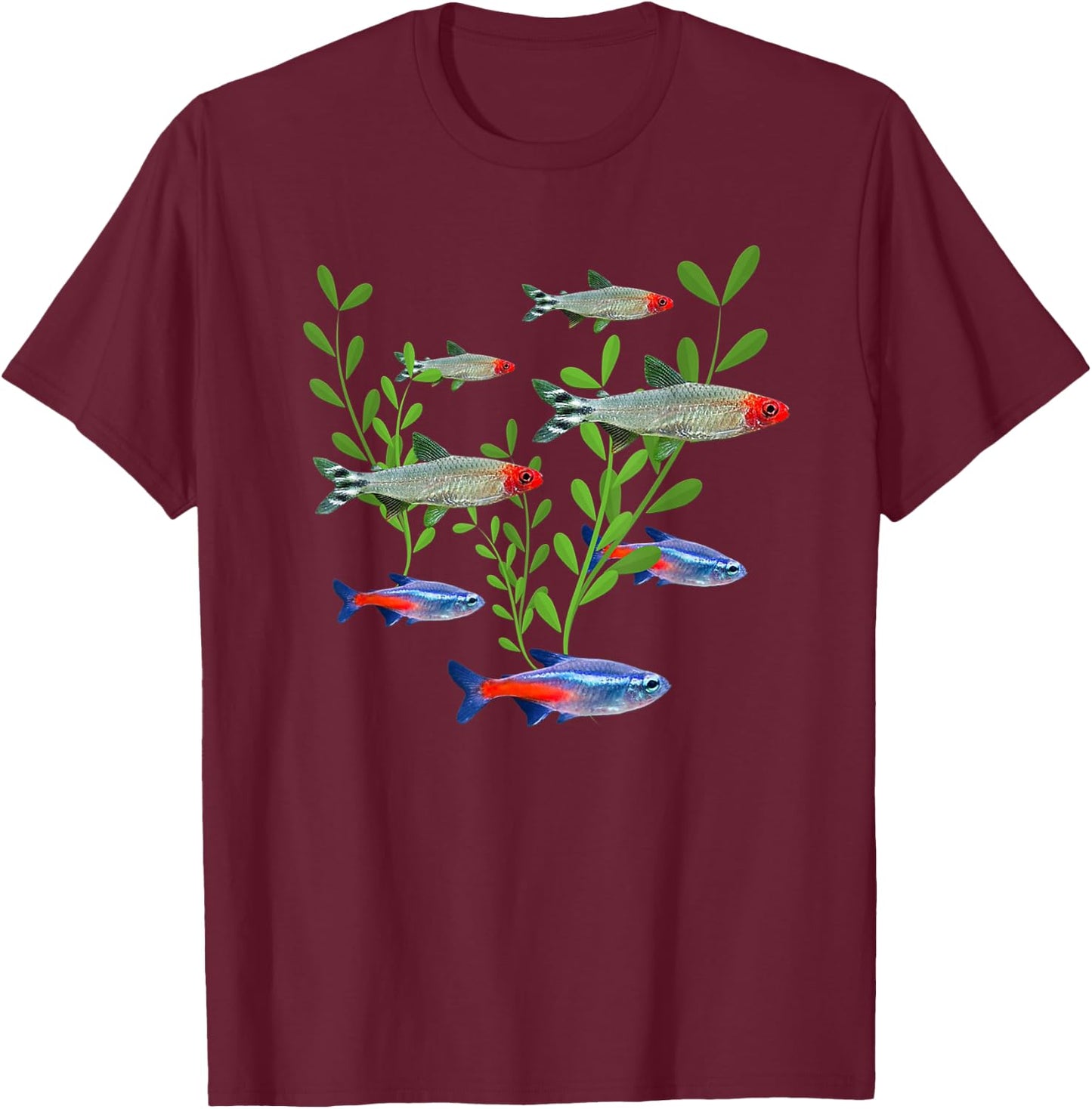 Tetras Aquarium Neon Tetras Rummy Nose Tetras Fish Gift T-Shirt - T-Shirt | Maroon