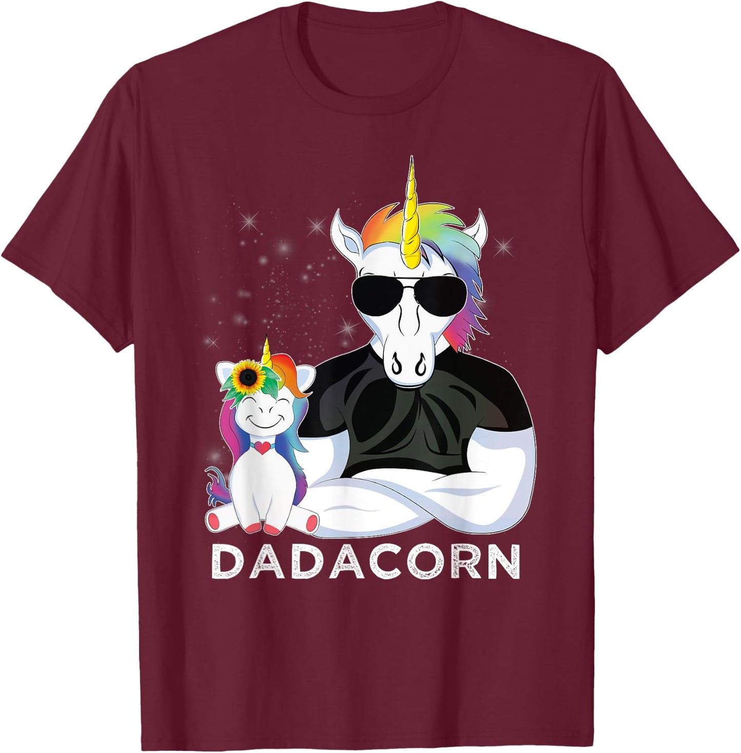 Dadacorn Muscle Unicorn A Father Daughter Funny Design T-Shirt - T-Shirt | Maroon