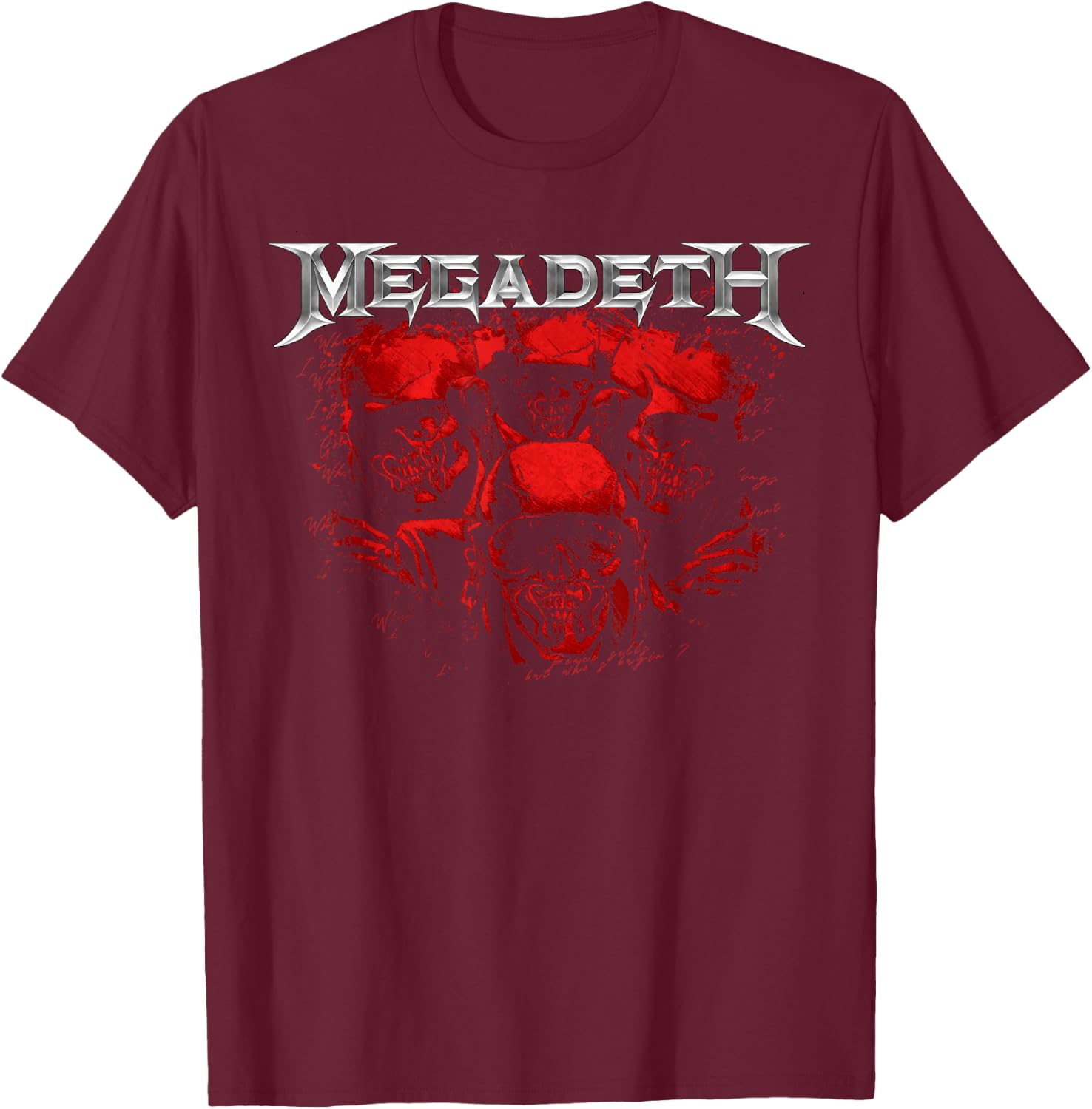 Megadeth - Red Vic Chrome T-Shirt - T-Shirt | Maroon