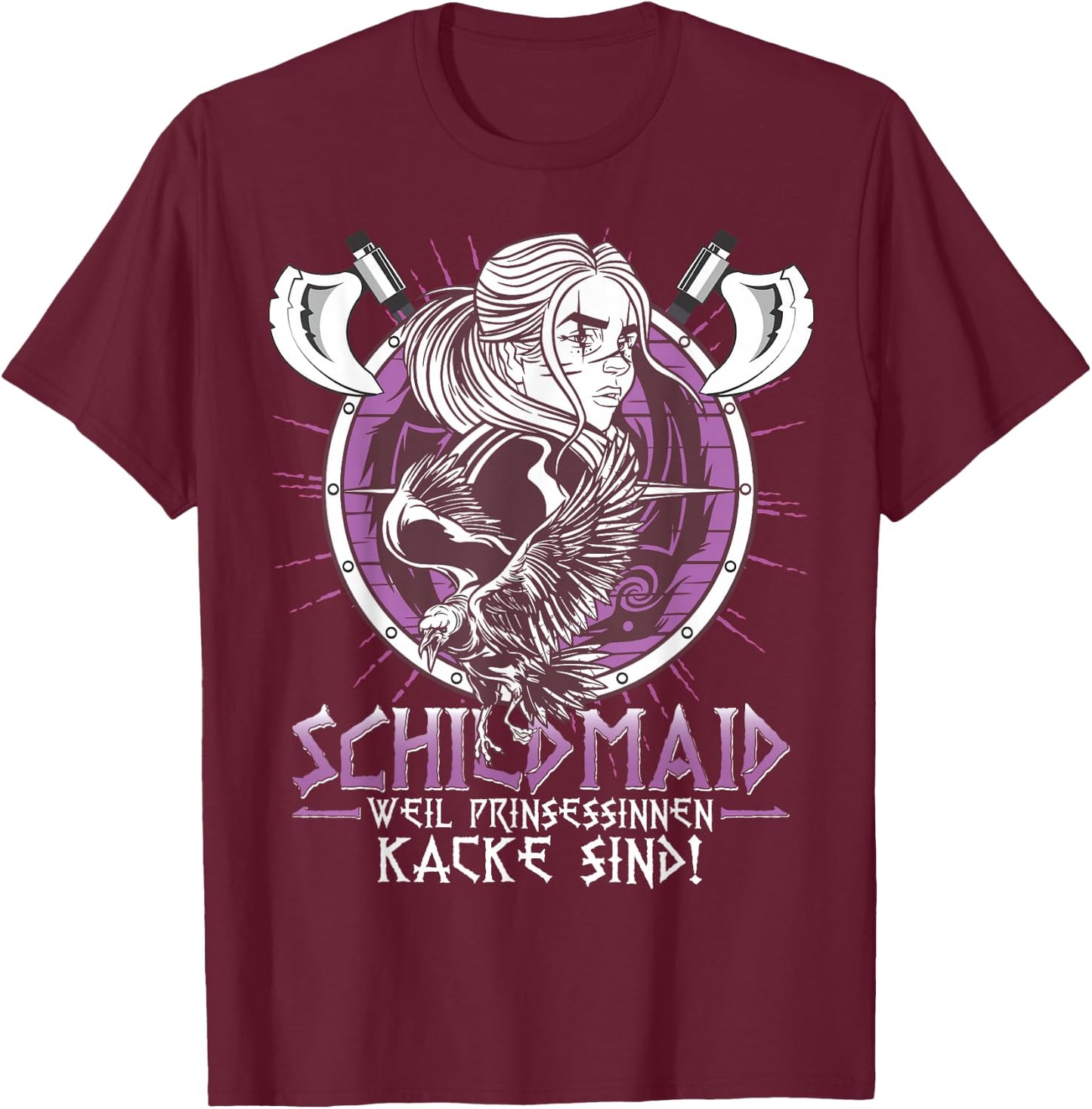 Ich bin eine Schildmaid Nordic Mythology Women's Viking , black T-Shirt - T-Shirt | Maroon