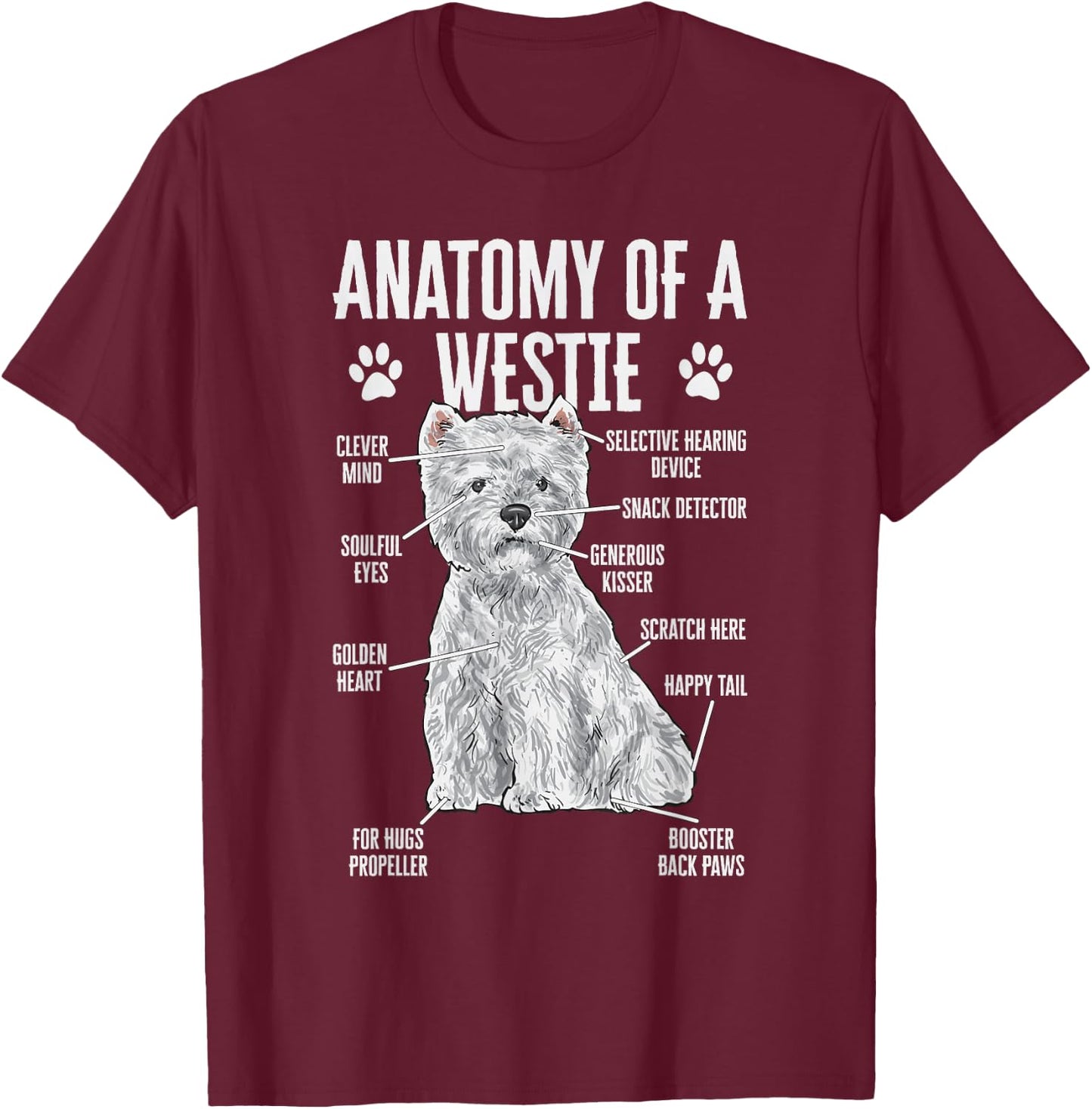 Westie Dog West Highland White Terrier T-Shirt - T-Shirt | Maroon