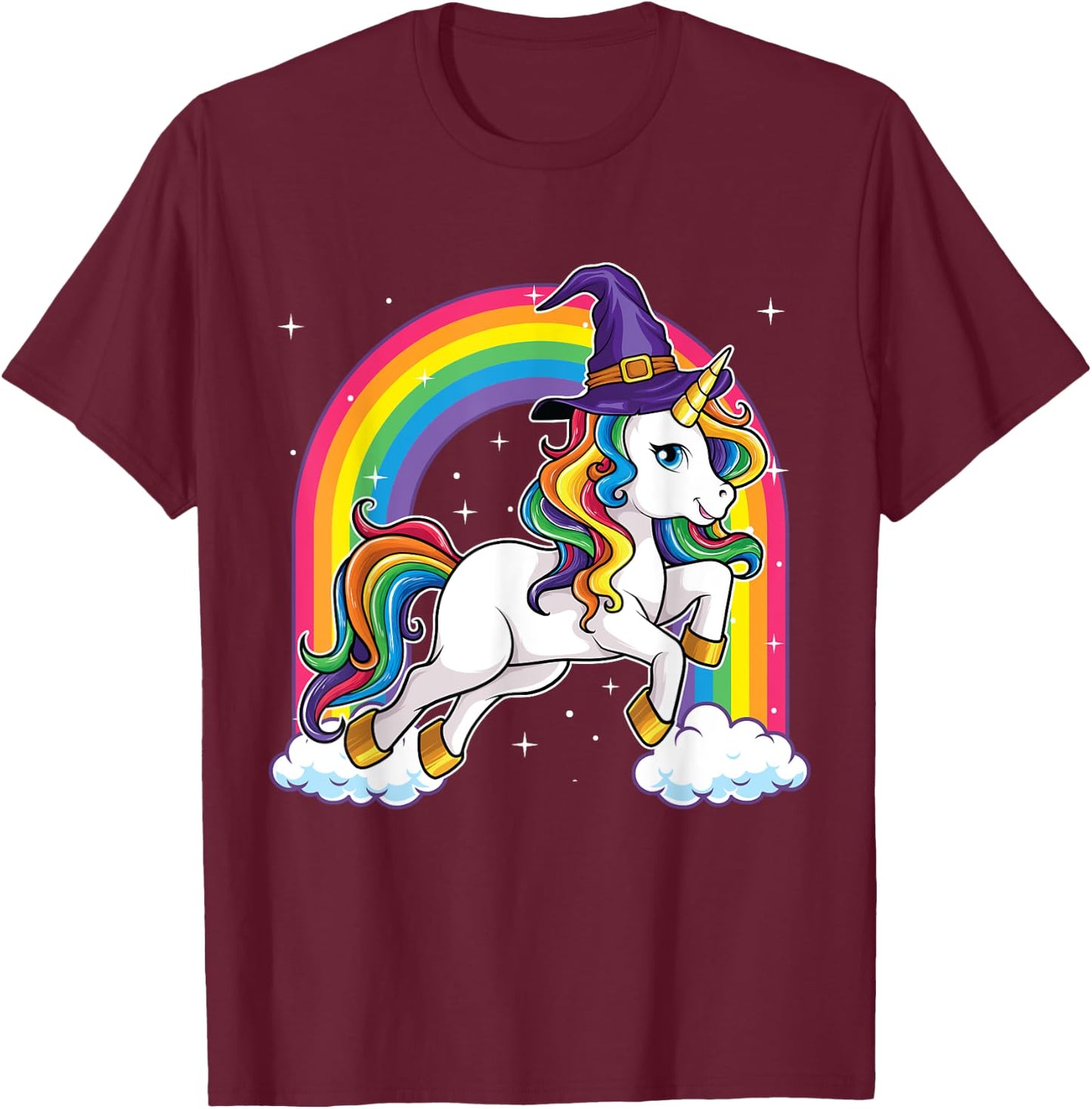 Unicorn Halloween Shirt for Girls Kids Women Witch T-Shirt - T-Shirt | Maroon