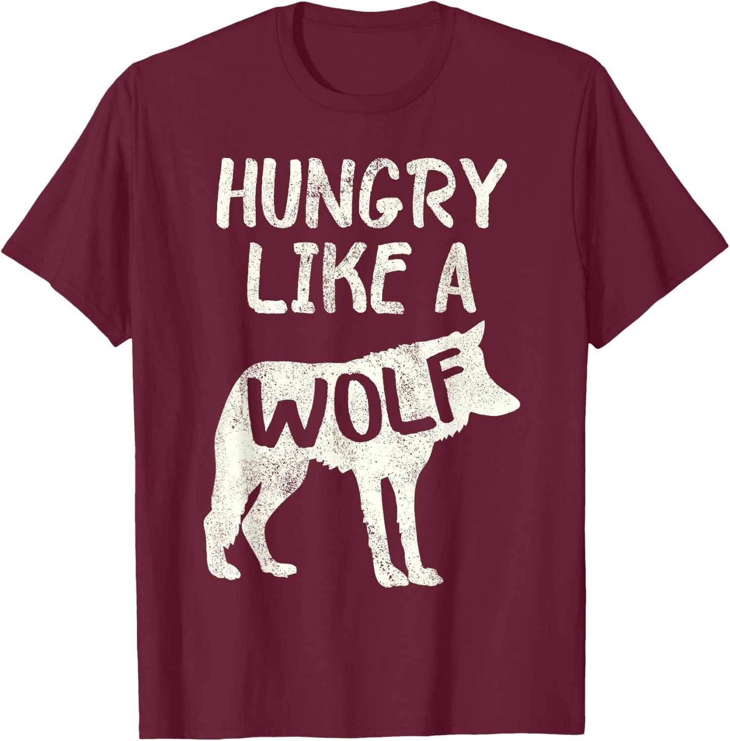 Hungry Like A Wolf Shadow Graphic T-Shirt - T-Shirt | Maroon