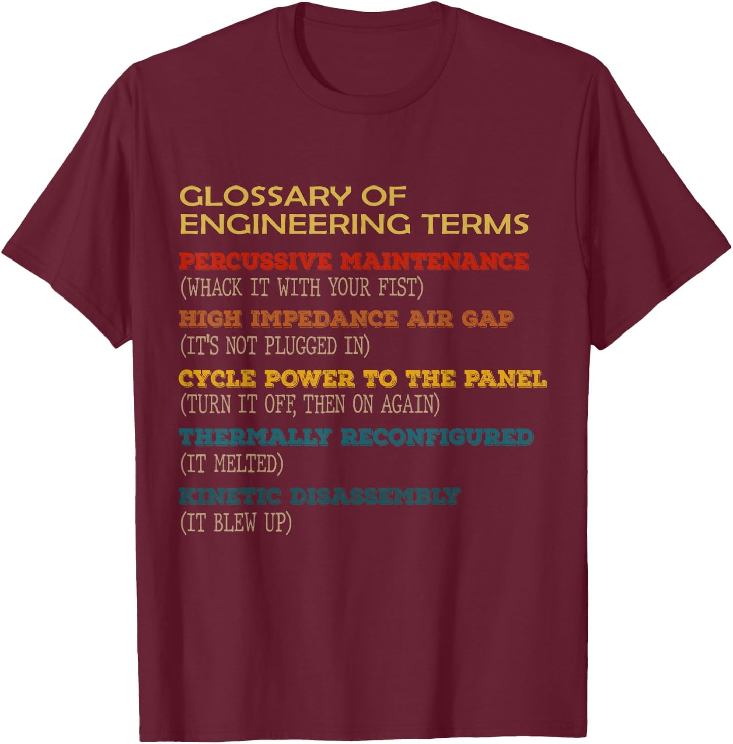 Funny Glossary of Engineering Terms Classic Costume T-Shirt - T-Shirt | Maroon