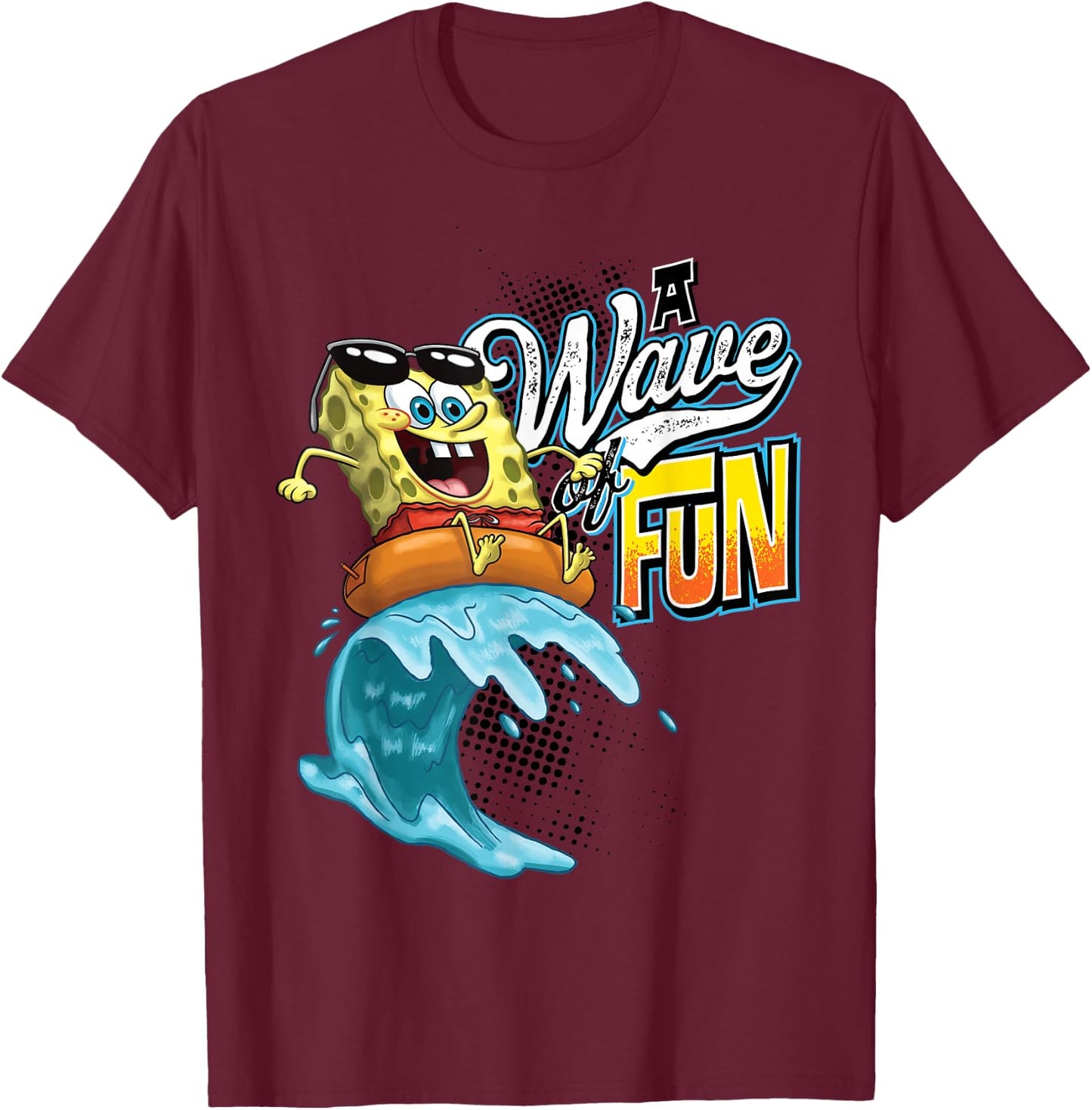 Offizieller Spongebob Schwammkopf Wave of Fun Innenschlauch T-Shirt - T-Shirt | Maroon