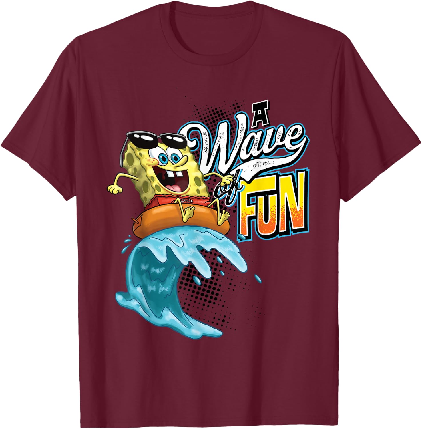 Offizieller Spongebob Schwammkopf Wave of Fun Innenschlauch T-Shirt - T-Shirt | Maroon