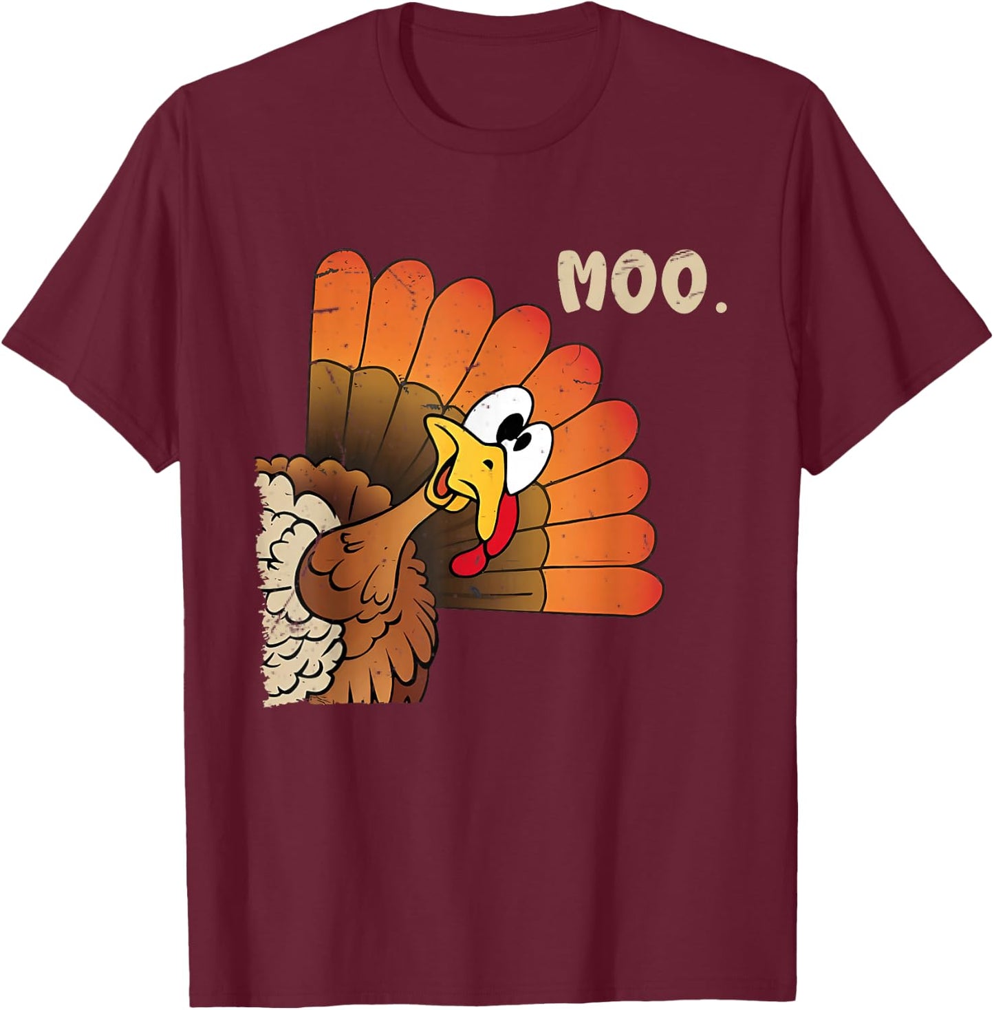 Funny Thanksgiving Cute Turkey Moo I'm A Cow Men Women Kids T-Shirt - T-Shirt | Maroon