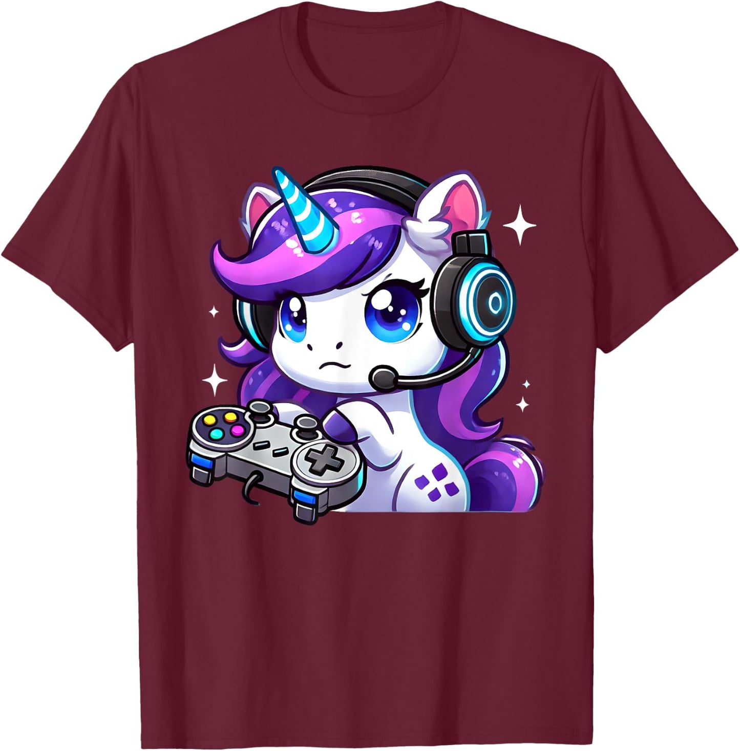 Toddler Boys Cute Unicorn Playing Video Games for Gamers T-Shirt - T-Shirt | Maroon