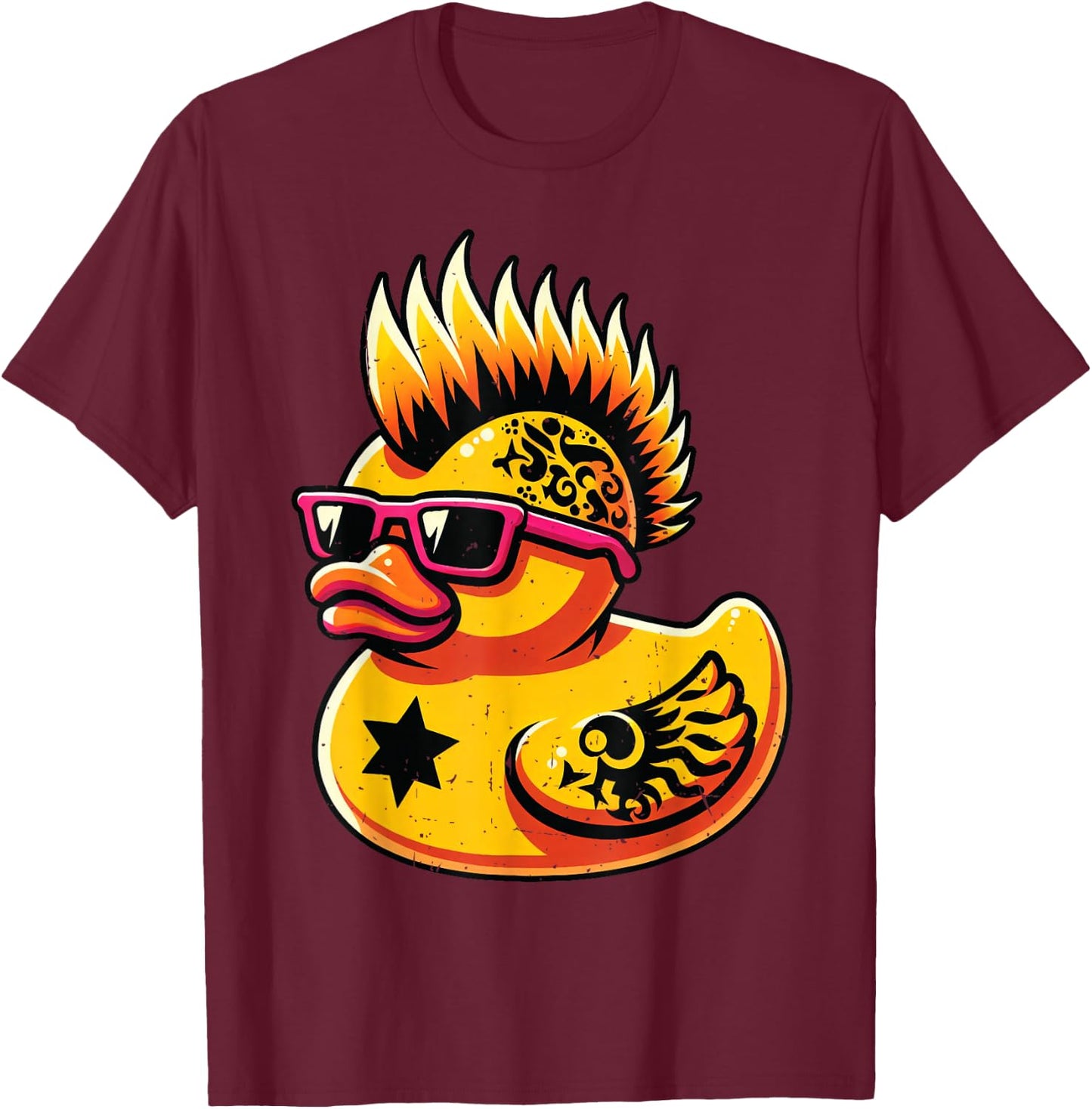 Mohawk Rubber Duck Punk Rocker Toddler Boys Kid Men T-Shirt - T-Shirt | Maroon